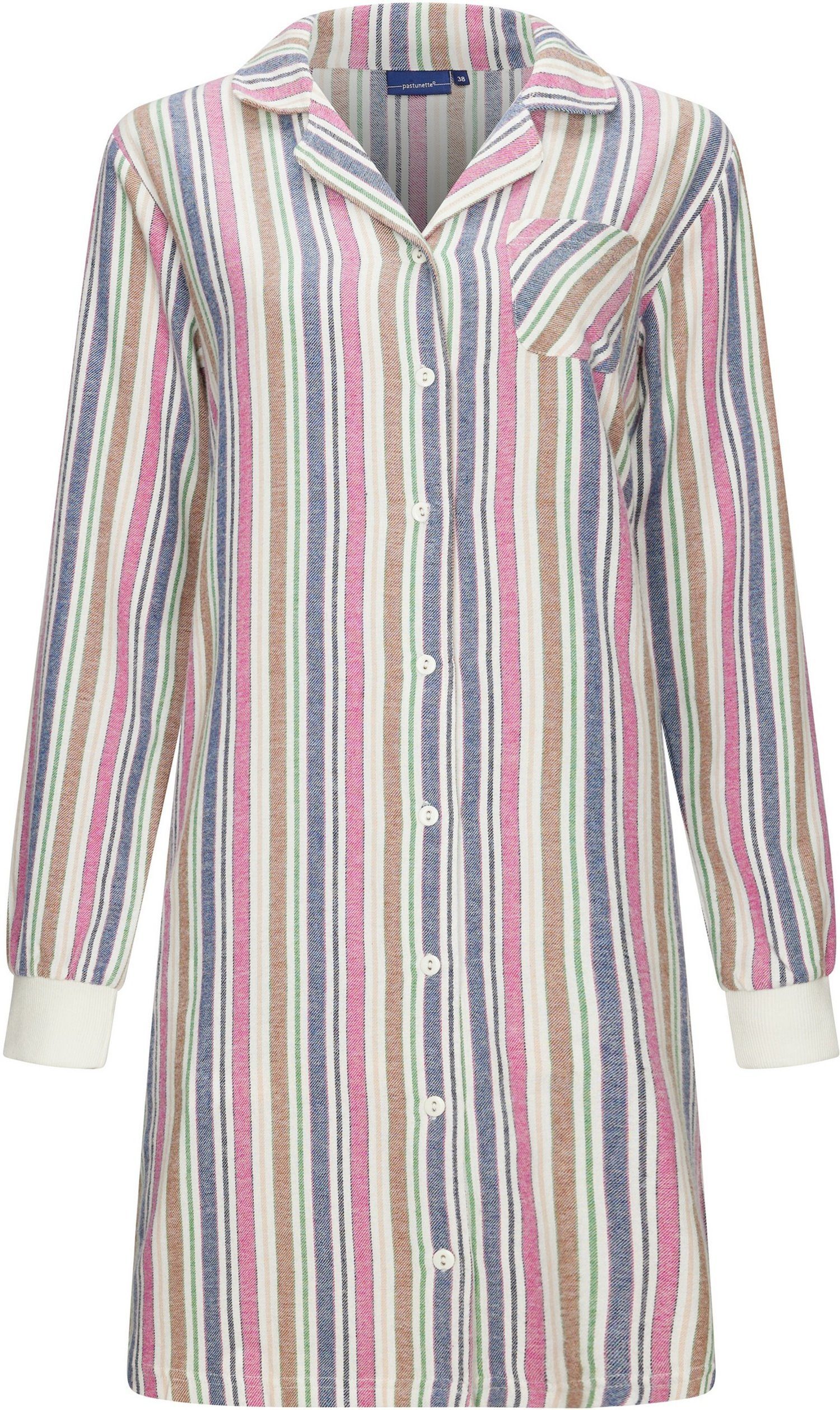 Pastunette Nachthemd Damen Flanell Nachthemd geknöpft Baumwolle (1-tlg)
