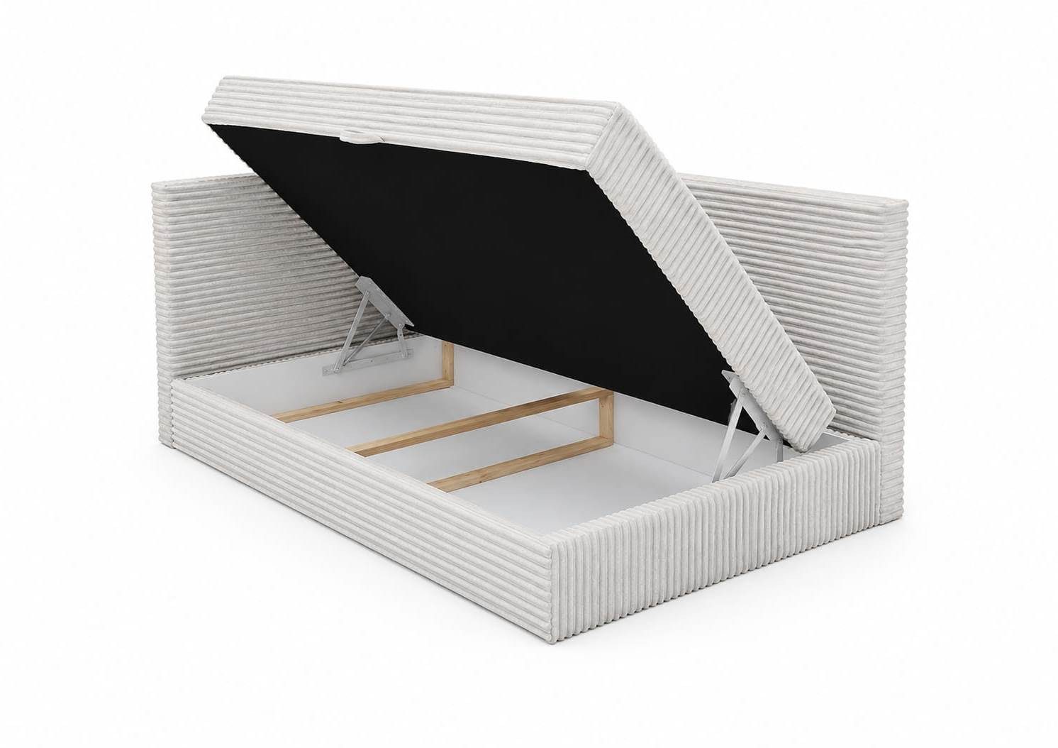 B&B Home Boxspringbett Boxspringbett Tiliano rechts oder links 90 cm 120 cm (H3 Matratze Bonnellfederung, Kopfteil, Seitenteil und Bettkasten)