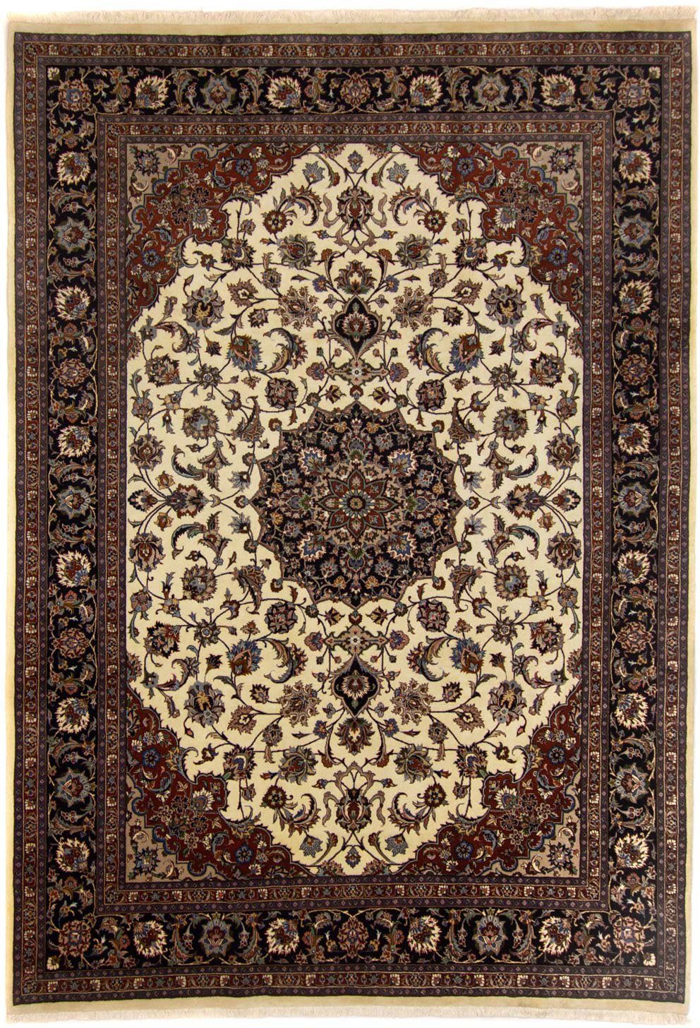 Wollteppich Maschad Medaillon Beige chiaro 360 x 248 cm, morgenland, rechteckig, Höhe: 10 mm, Unikat mit Zertifikat