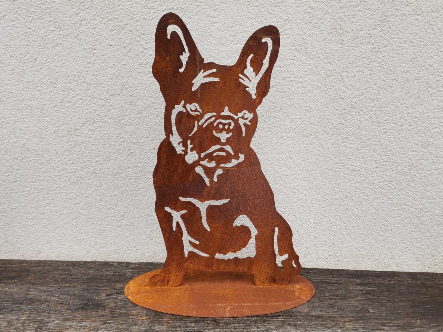 Dewoga Edelrost-Metalldesign Bulldogge Bully Franz. Gartenfigur Edelrost 