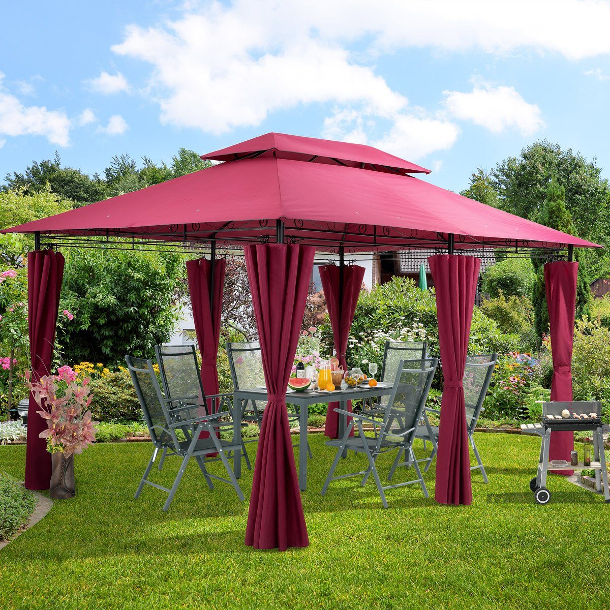 Casaria Pavillon Topas, 3x4m, UV-Schutz 50+, robust, Metall, Seitenwände günstig online kaufen