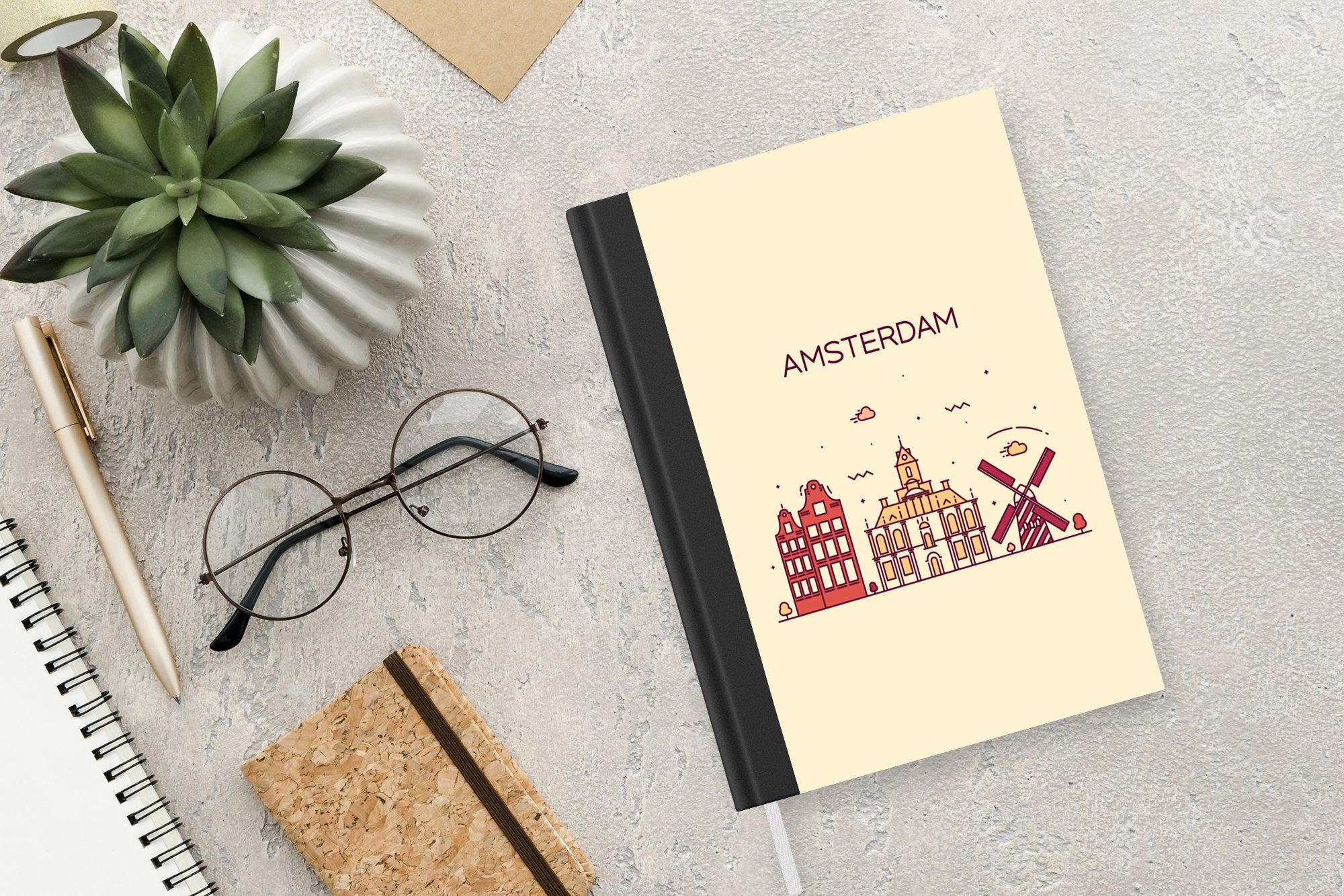 - Niederlande, MuchoWow Tagebuch, A5, Amsterdam Merkzettel, Seiten, Journal, Skyline - Haushaltsbuch Notizbuch Notizheft, 98