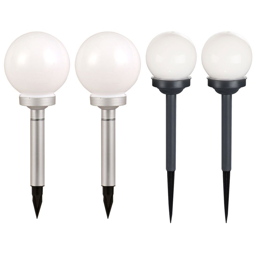 etc-shop LED Gartenleuchte, LED-Leuchtmittel fest verbaut, 4x LED Solar Kugel Leuchten Garten Weg Beet Beleuchtung Außen