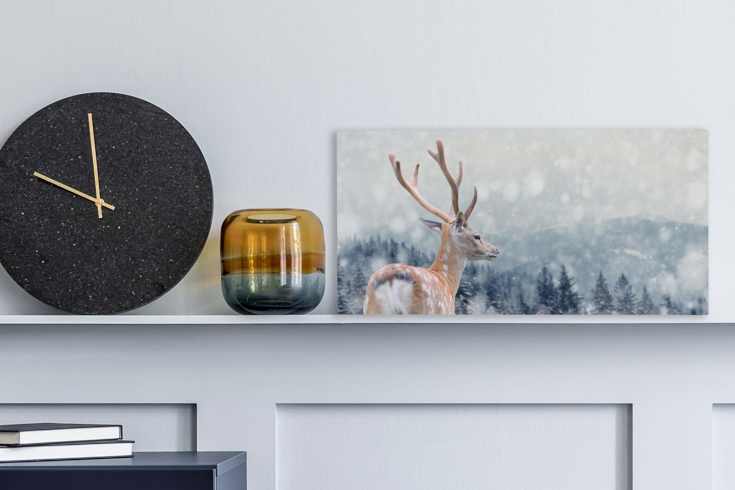 OneMillionCanvasses® Leinwandbild Panorama Winter - Hirsche - Tiere, Fotodr günstig online kaufen