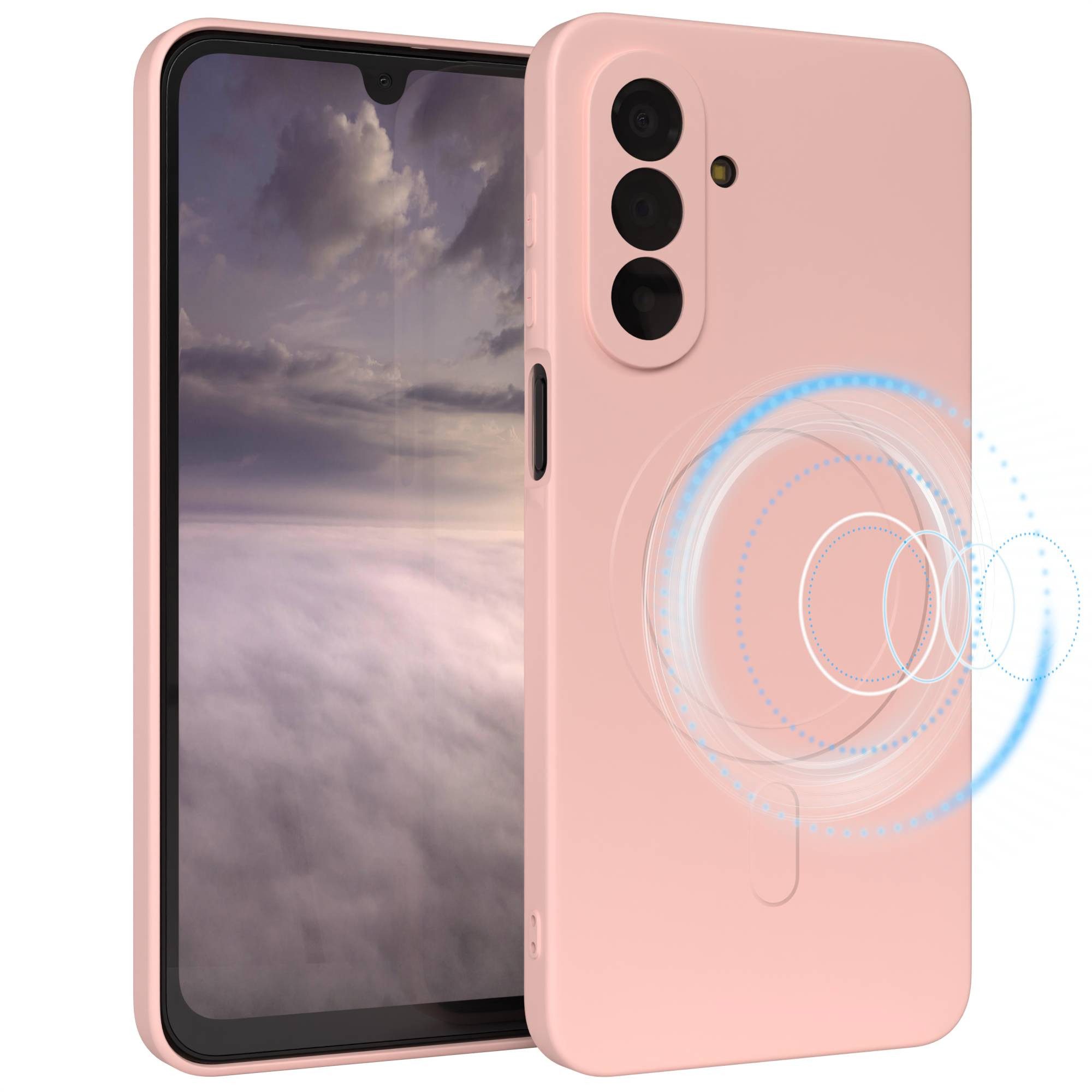 EAZY CASE Handyhülle MagSafe Silikon für Samsung Galaxy A17 6,7 Zoll, MagSafe Schutzhülle Silikoncover mit Kameraschutz Rosa / Altrosa