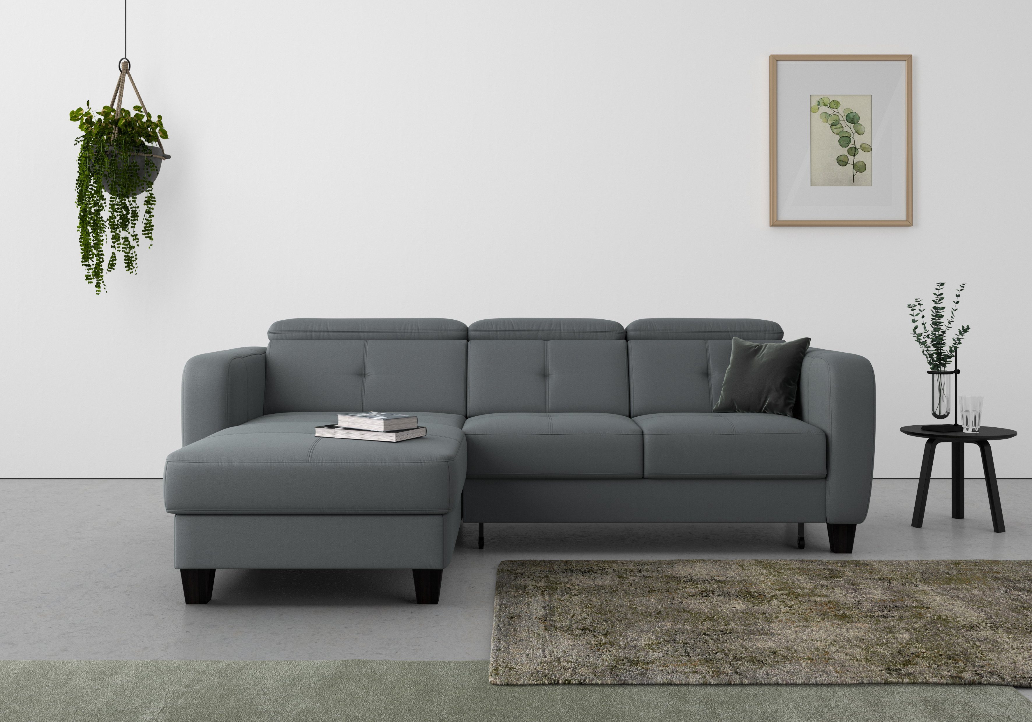 sit&more Ecksofa "Belluci L-Form" inklusive Federkern, wahlweise mit Bettfu günstig online kaufen