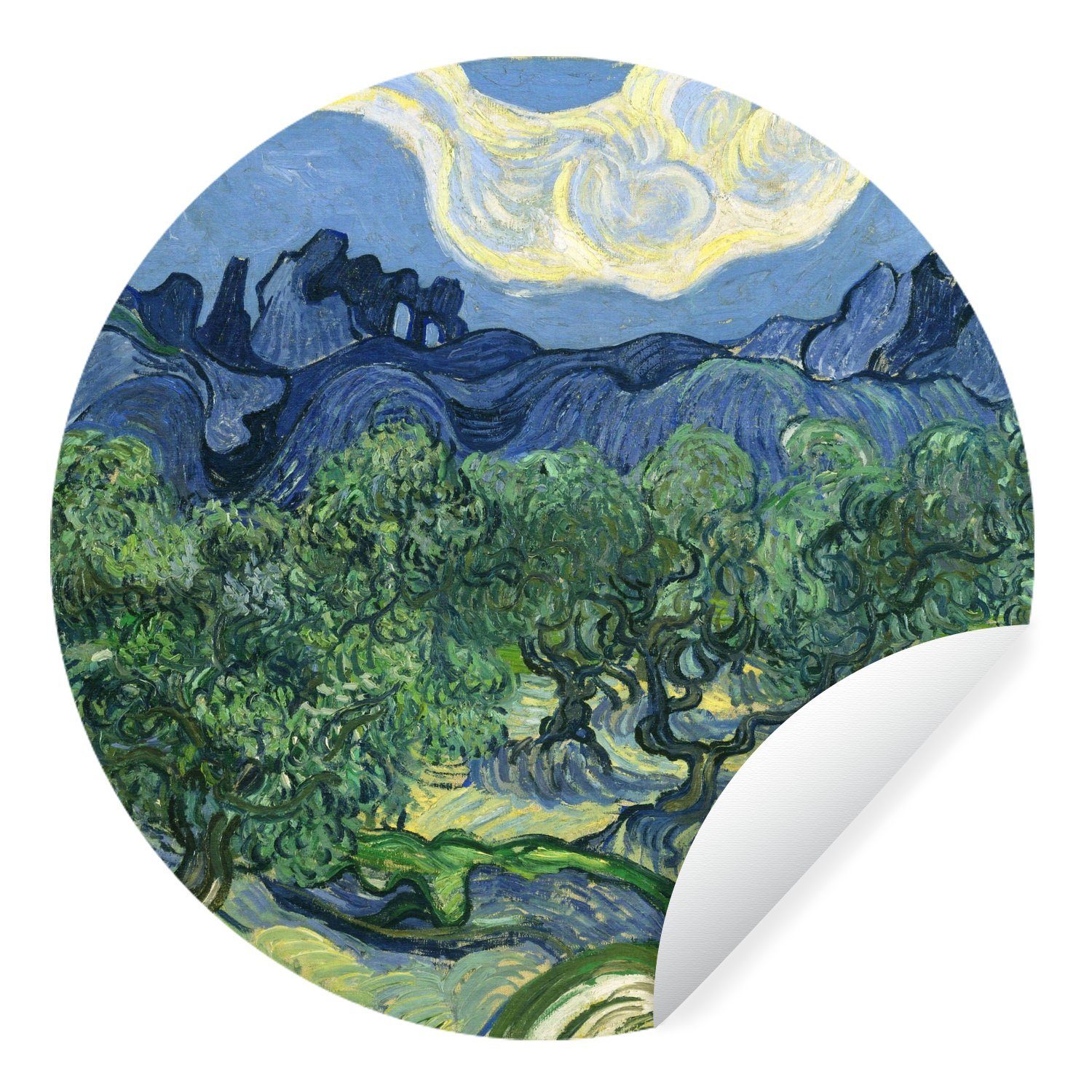 MuchoWow Wandsticker Die Olivenbäume - Gemälde von Vincent van Gogh (1 St), Tapetenkreis für Kinderzimmer, Tapetenaufkleber, Rund, Wohnzimmer