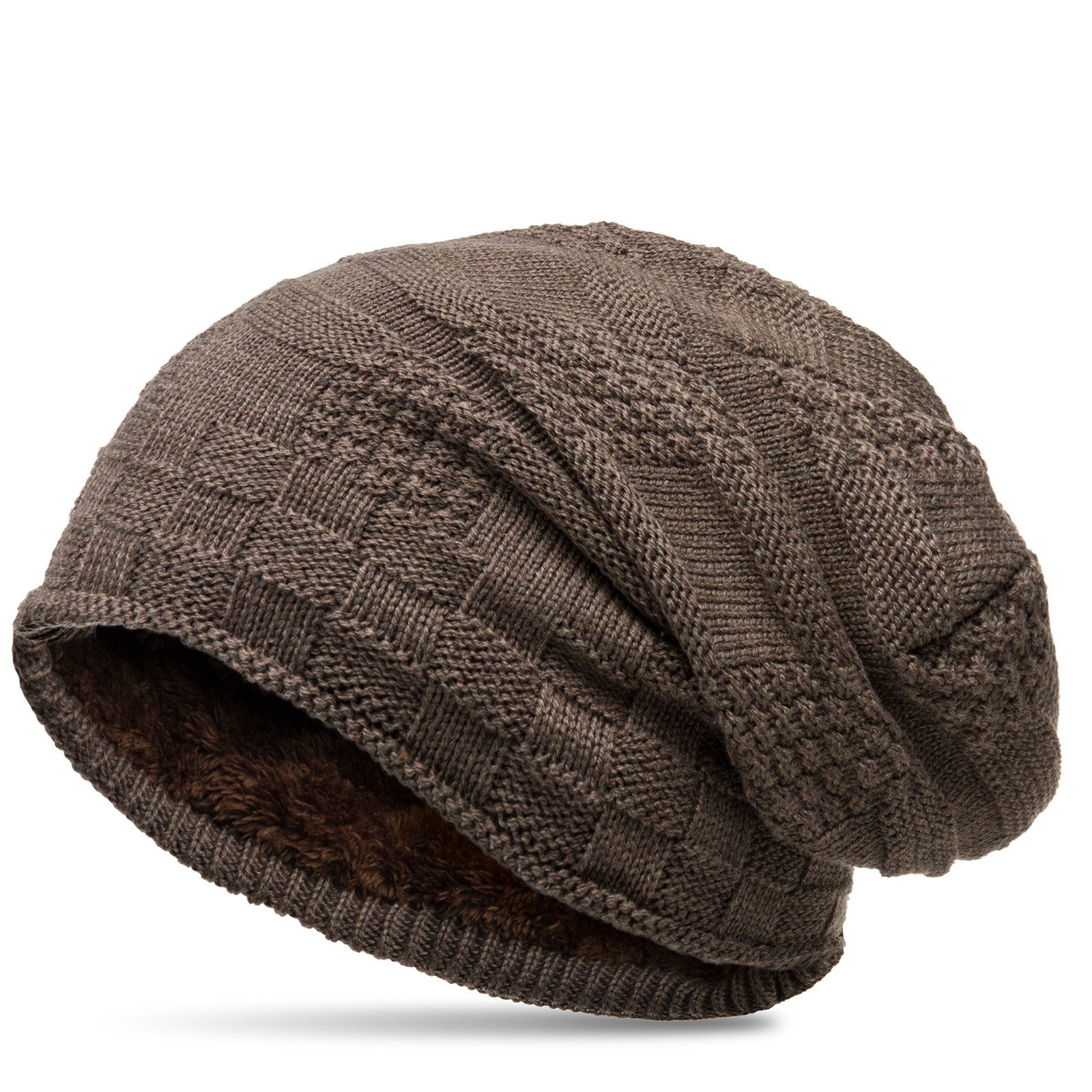 Beanie MU155 gefütterte Feinstrick Beanie Mütze mit stylischem Flecht Muster