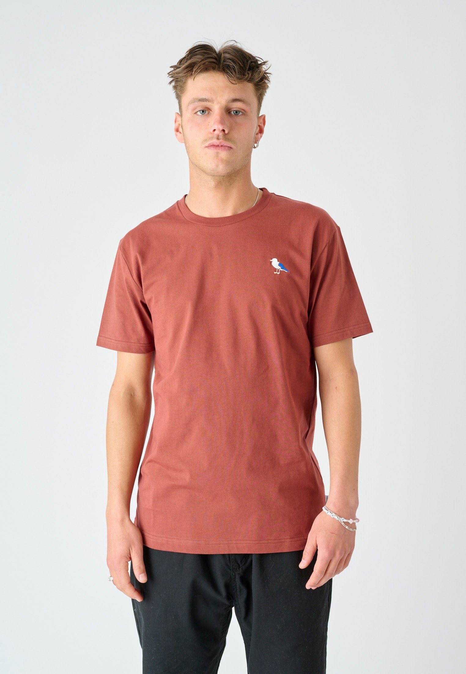 T-Shirt (1-tlg) Gull Gull-Stickerei Embro orange mit Cleptomanicx