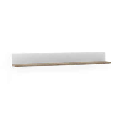 Lomadox Wandregal LEGNICA-129, Wandboard, 150cm, in weiß mit Trüffel Eiche Nb., 150/19,5/20 cm