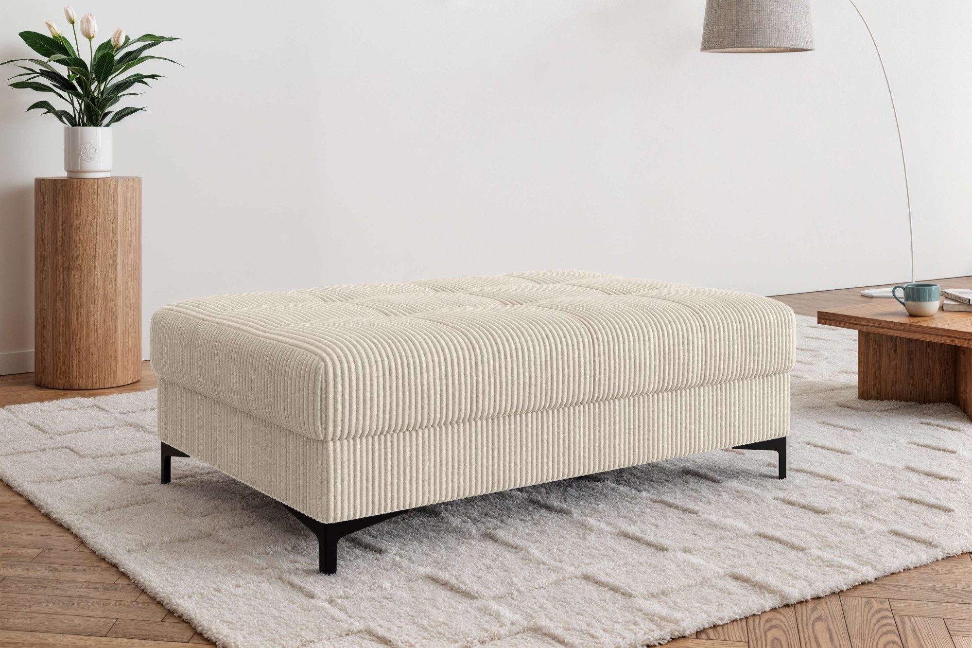 OTTO home Polsterhocker LEEVKE Sitzhocker passend zum Sofa, Breite 115 cm, mit hochelastischer Schaum und Wellenunterfederung