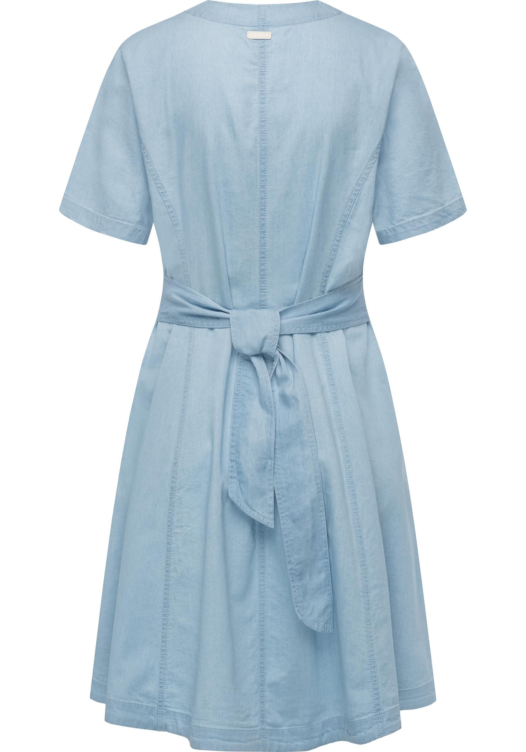 Ragwear Sommerkleid Kveeda Denim Sommerliches Minikleid mit Schleife am Rücken