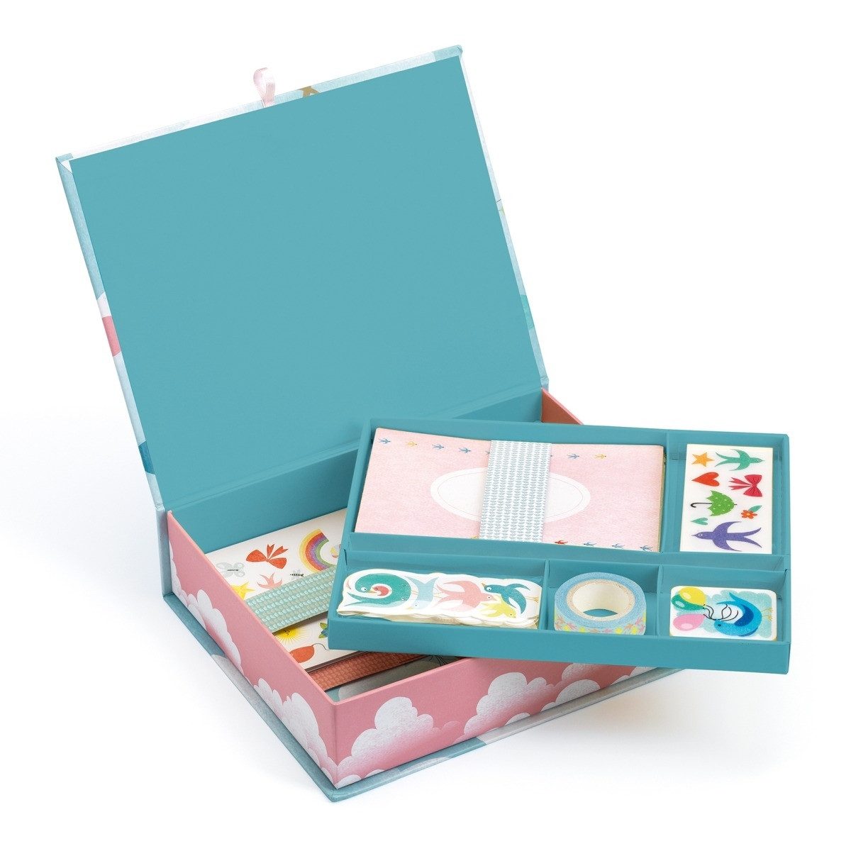 DJECO Notizbuch Papeterie-Box Schreibwaren-Geschenkbox für Kinder