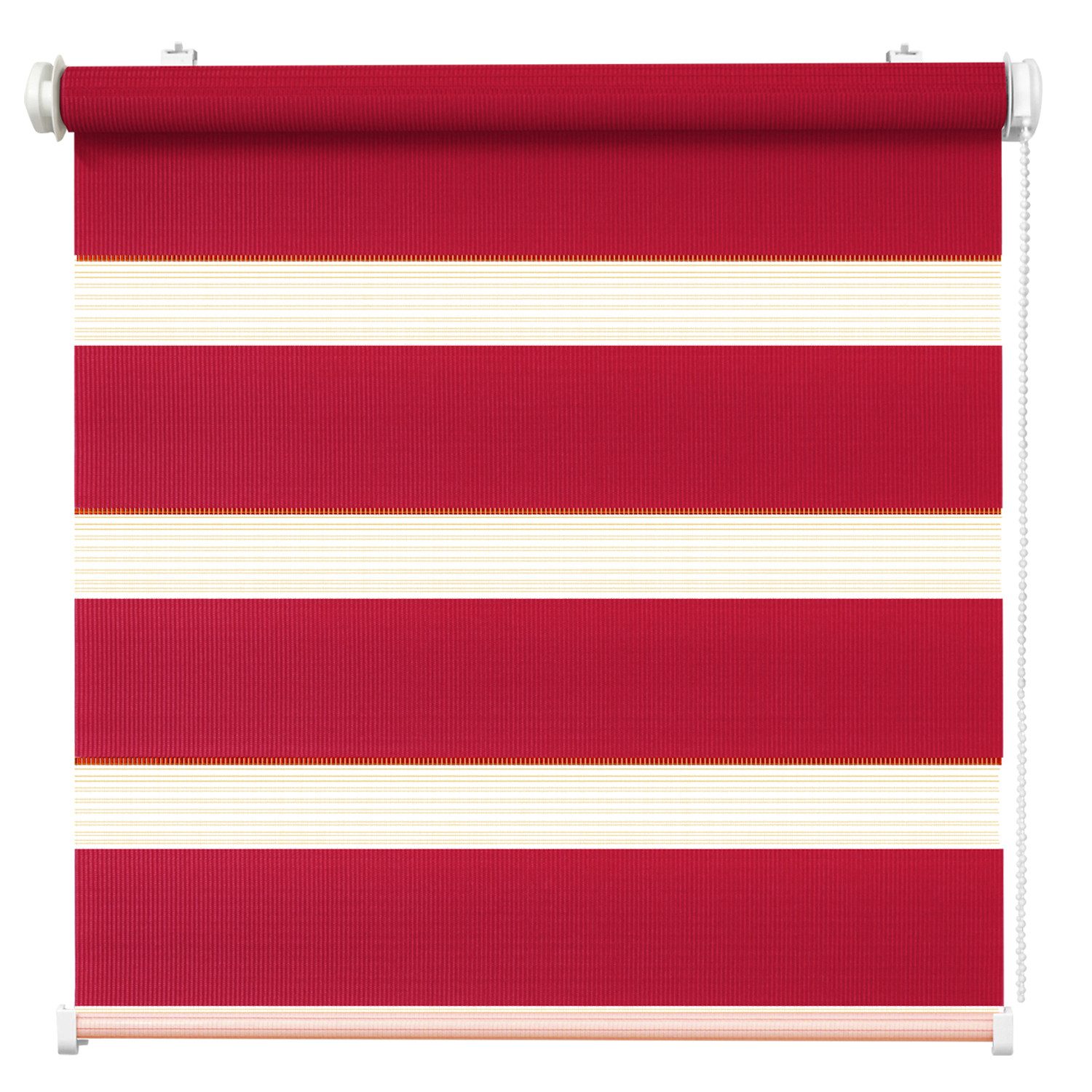 Doppelrollo Doppelrollo COLOUR, Rot, 55x150cm, DomDeco, Klemm- oder Schraubmontage, Klemmbar, Kettenzug, ohne Bohren, Sicht- und Blendschutz