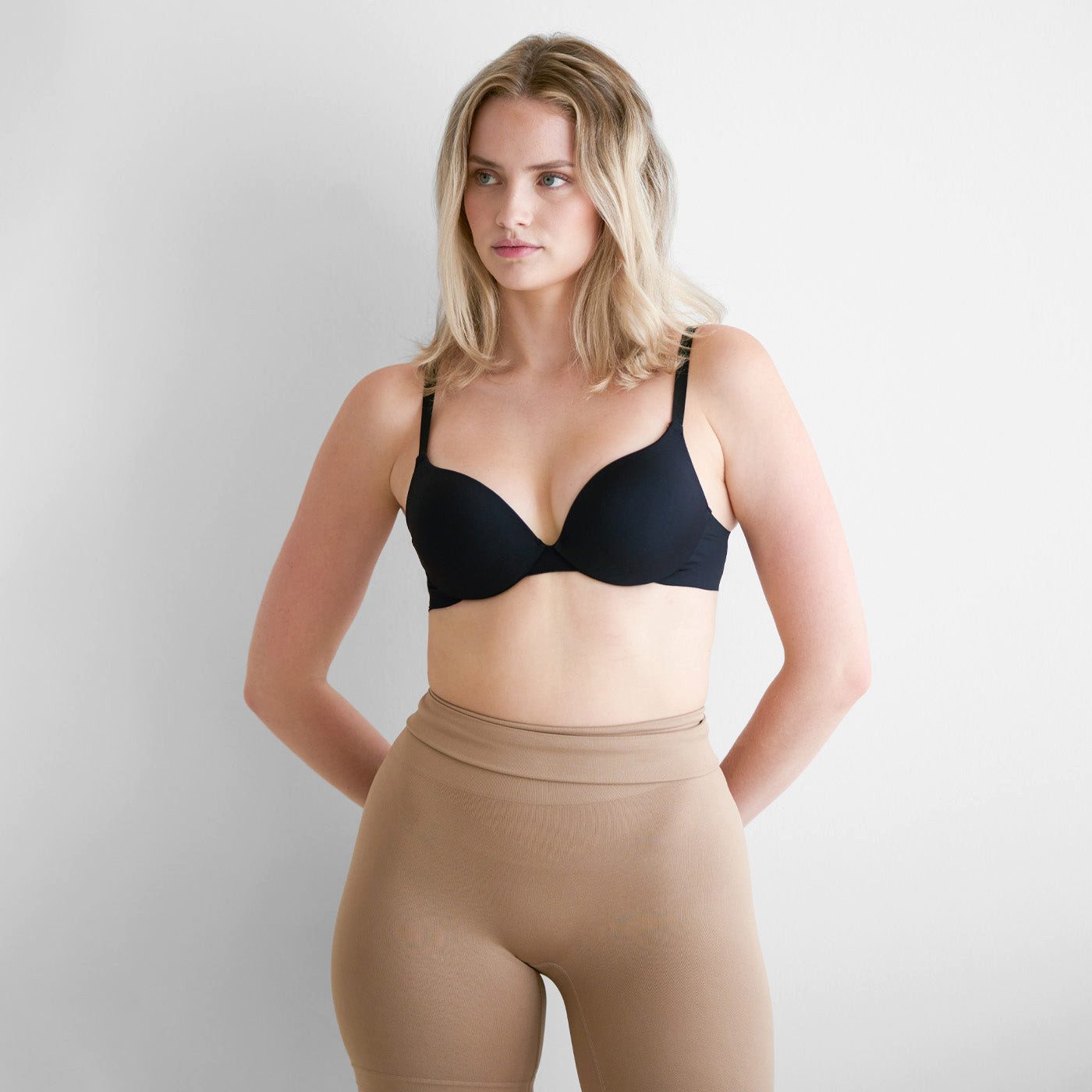 Creamy Fabrics Soft-BH Vorgeformter Push-up-Bügel-BH-Schwarz-75D (1-tlg)