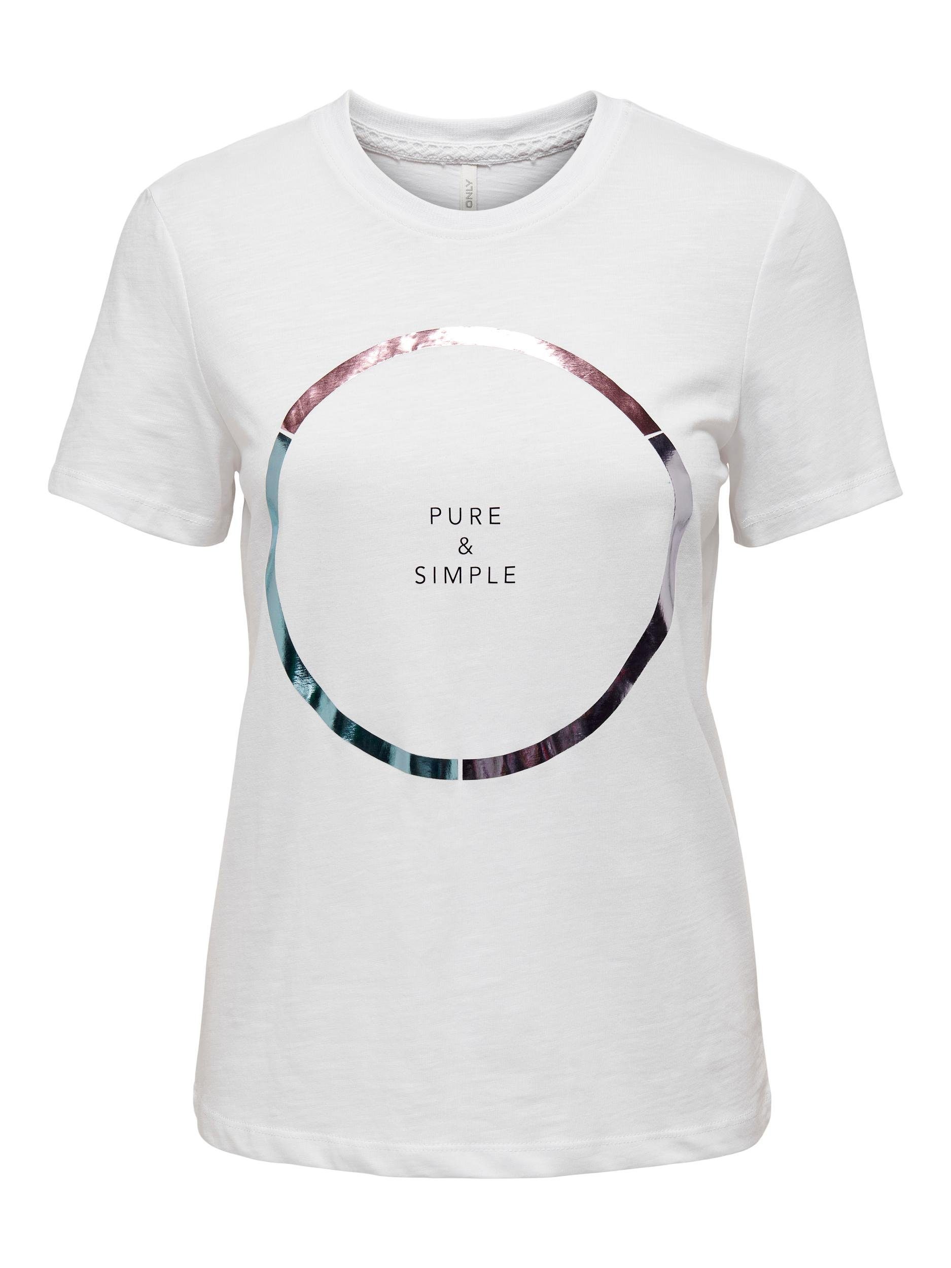 ONLY Kurzarmshirt ONLCLEMENTINE REG S/S SIMPLE TOP BOX JRS Bright White Print:Pure | T-Shirts