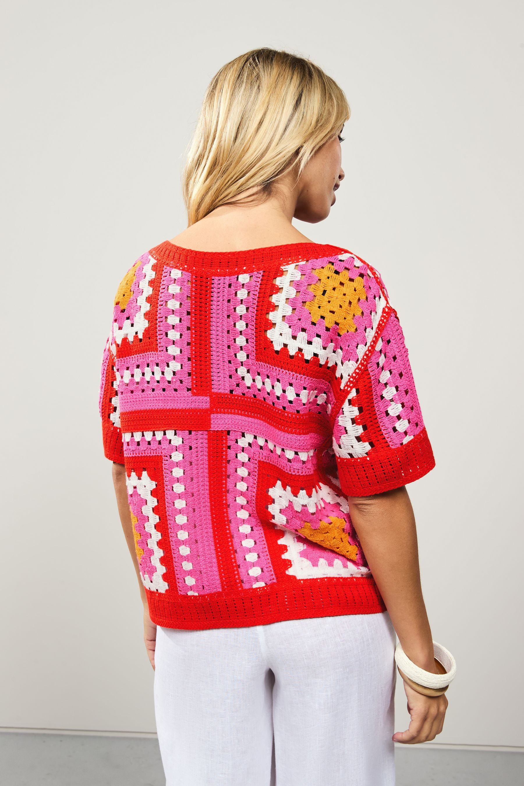 Next Kurzarmpullover T-Shirt mit gehäkeltem Ausschnitt (1-tlg) günstig online kaufen