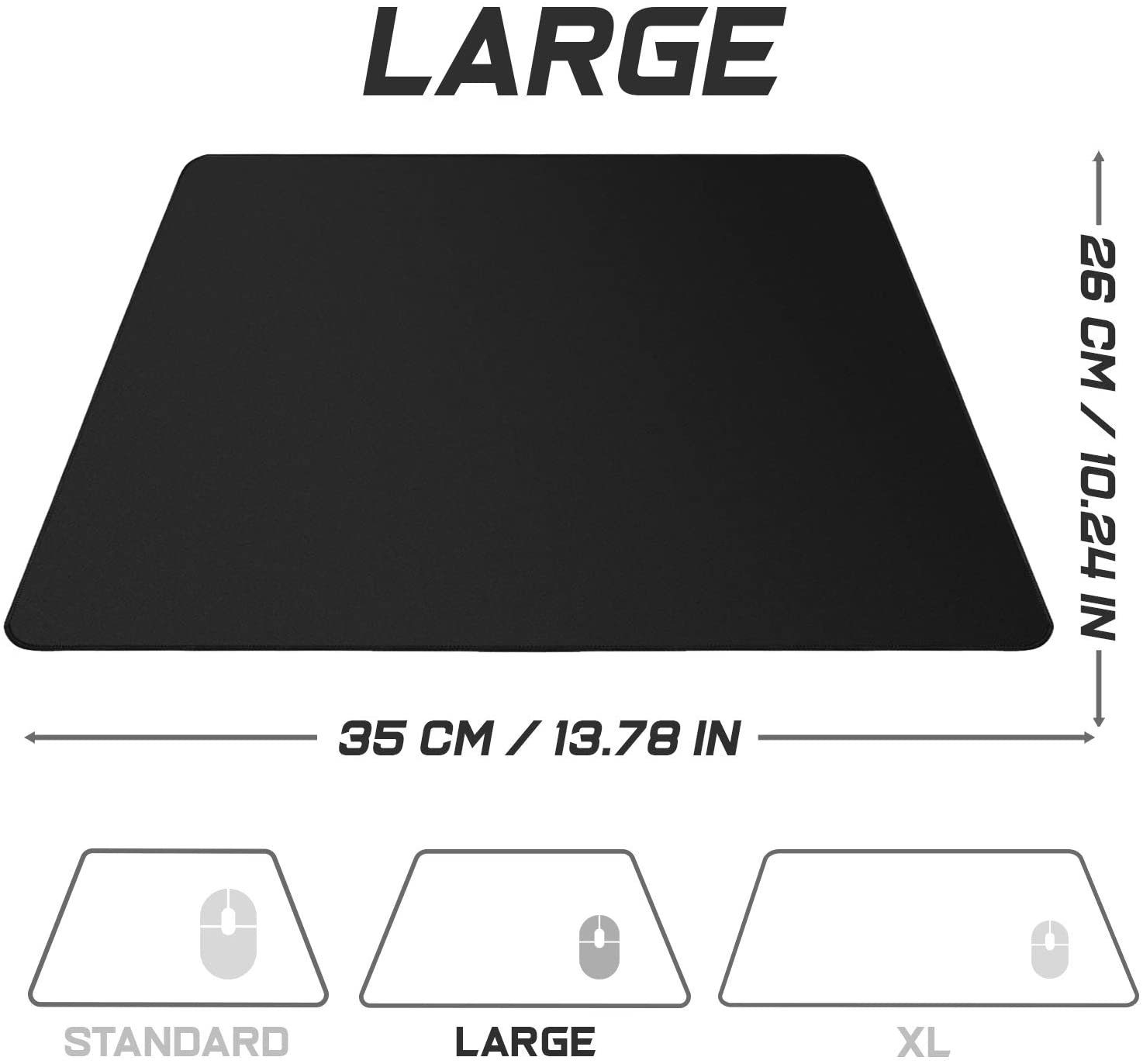 MAXLVL Gaming Mauspad 350 x 260 mm - Fransenfreie Ränder - rutschfest, spezielle Oberfläche verbessert Geschwindigkeit und Präzision