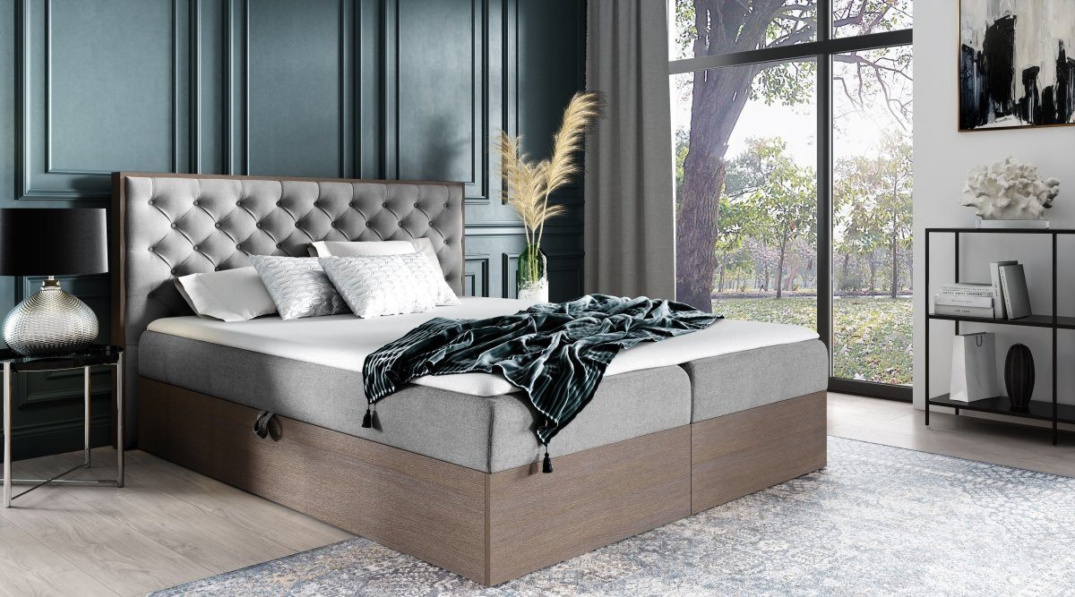 Luxusbetten24 Holzbett Designer Holzbett Neola, mit Stauraum