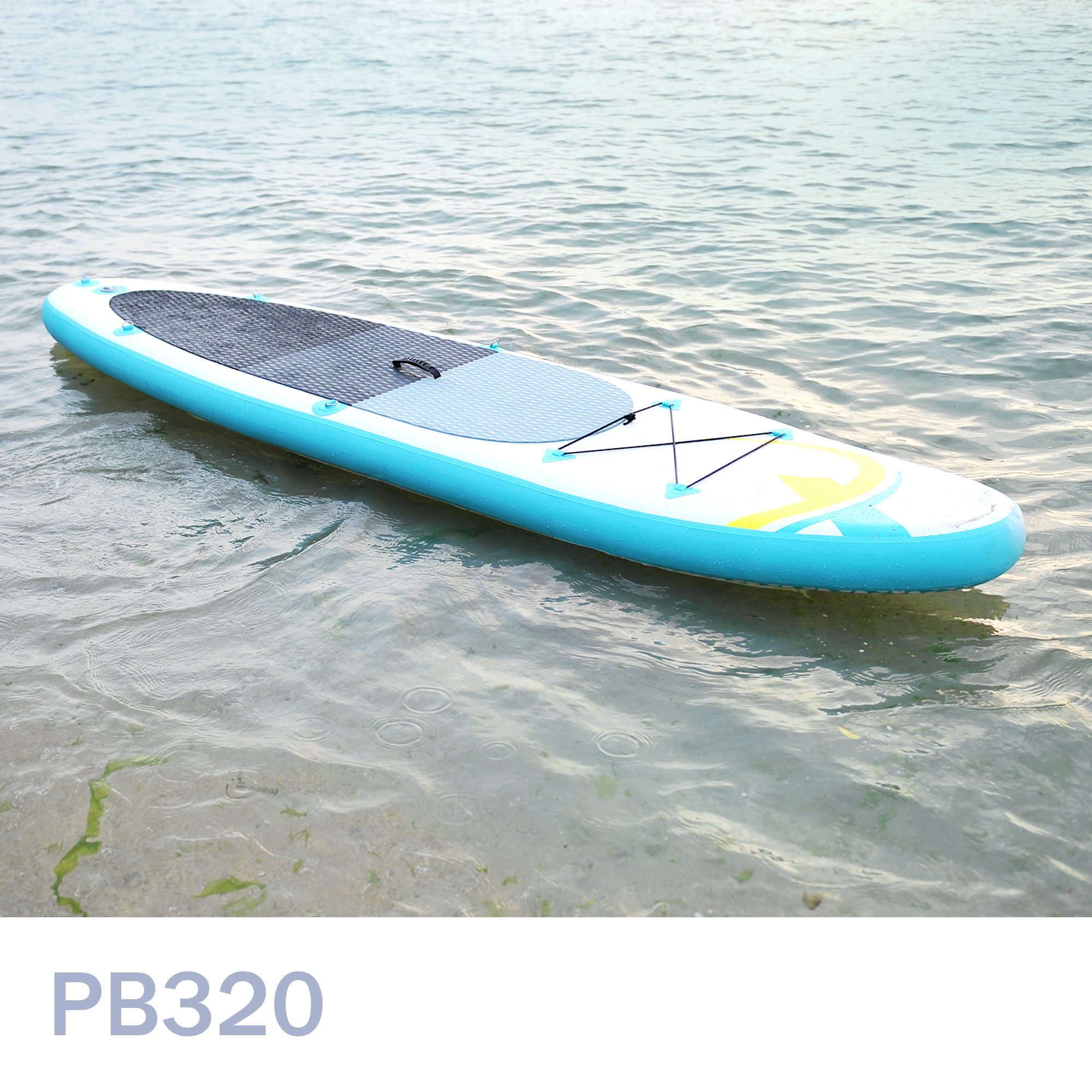 PB320 leicht - Tasche, zu Nemaxx inkl. NEMAXX Board Paddle SUP-Board, - transportieren Stand 320x78x15cm, Inflatable türkis/gelb Surf-Board & up Paddel aufblasbar - Surfbrett,