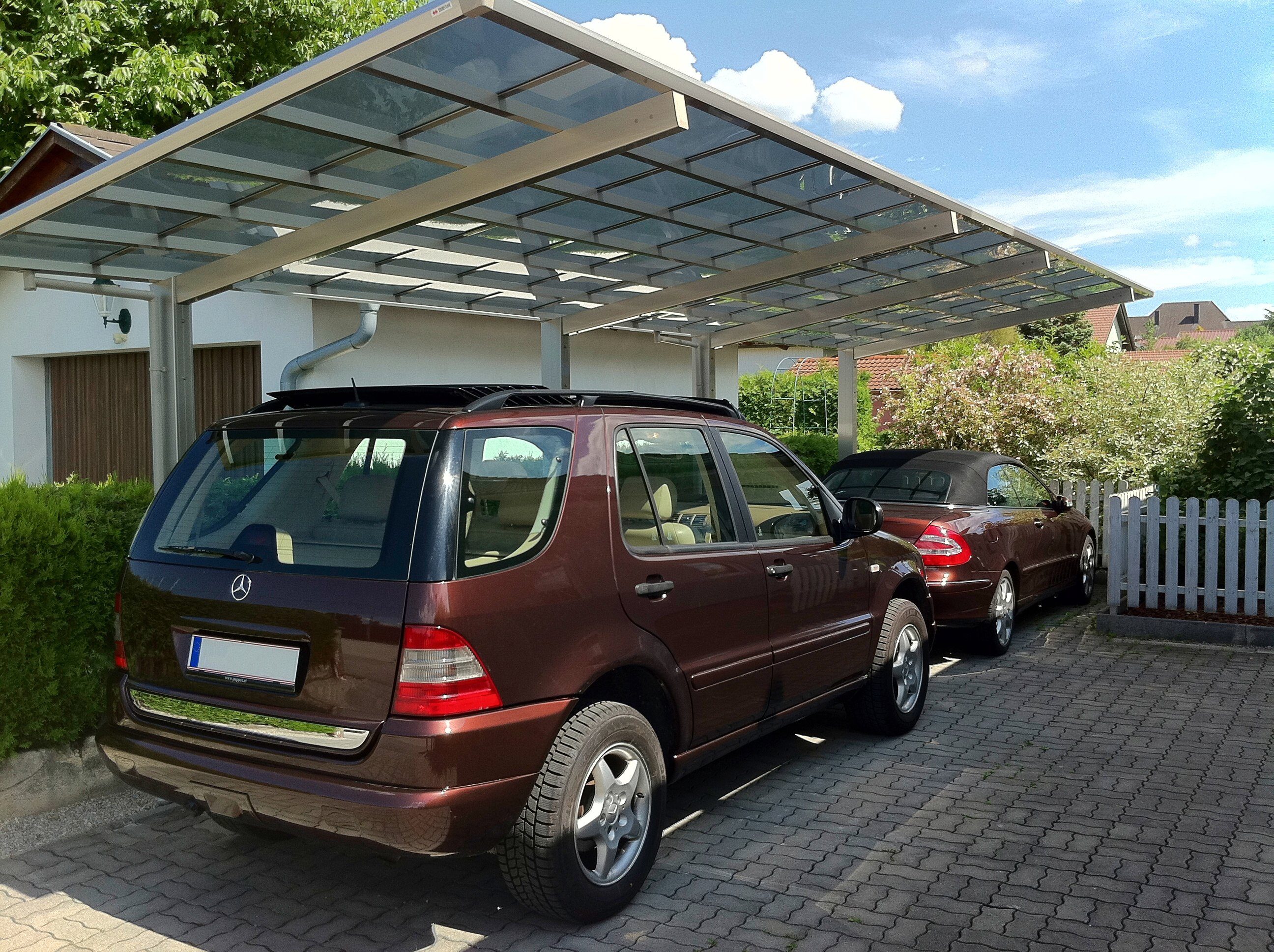 Ximax Doppelcarport Linea Typ BxT: Einfahrtshöhe, Tandem-Edelstahl-Look, Aluminium 273x983 60 240 cm cm