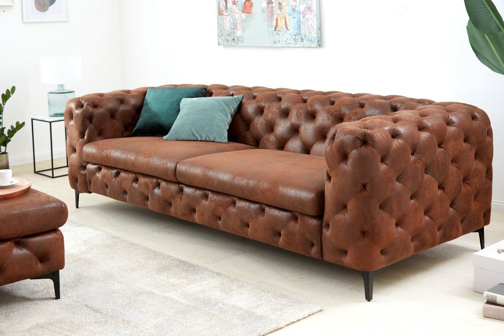 riess-ambiente 3-Sitzer MODERN BAROCK 235cm antik braun, Einzelartikel 1 Teile, Wohnzimmer · Microfaser · Federkern · Chesterfield Design