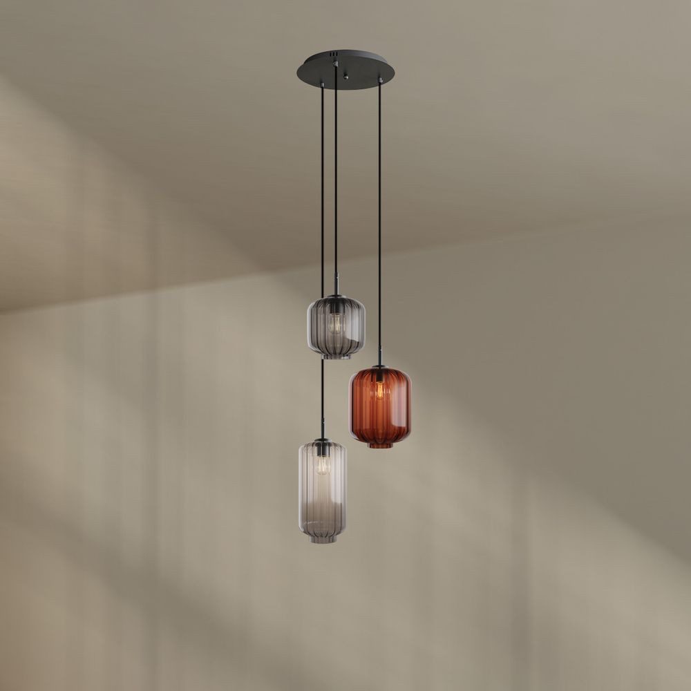 s.luce Pendelleuchte Velo Galerieleuchte 3-flg Ø40cm Baldachin Ø18/20/25cm Mehrfarbig