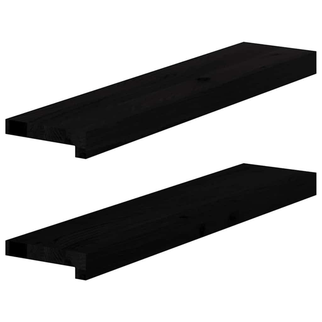 vidaXL Fensterbank Fensterbänke 2 Stk Dunkelbraun 70x15x2 cm Massivholz Eiche