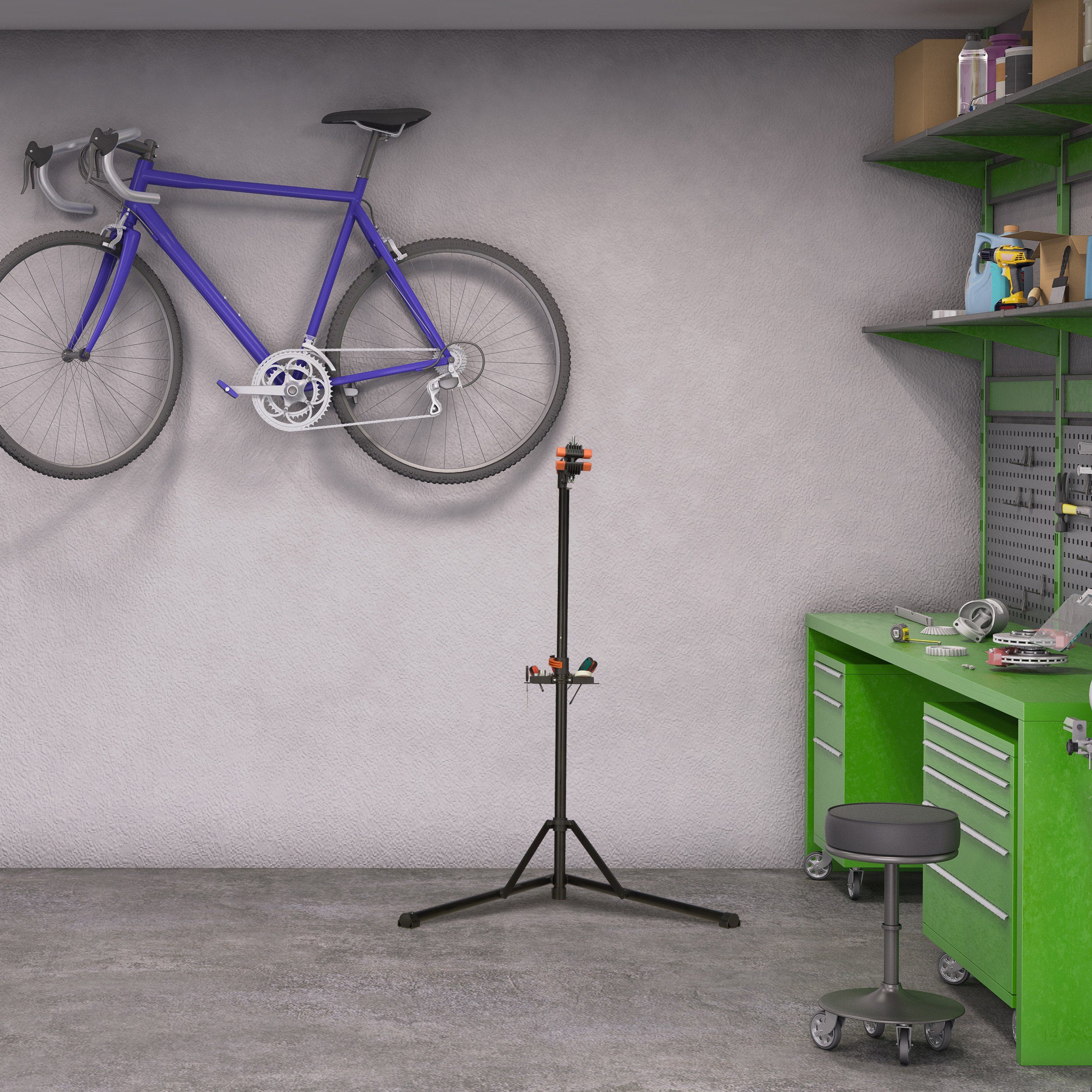 relaxdays Fahrrad-Montageständer Fahrrad mit Montageständer Lenkerhalter