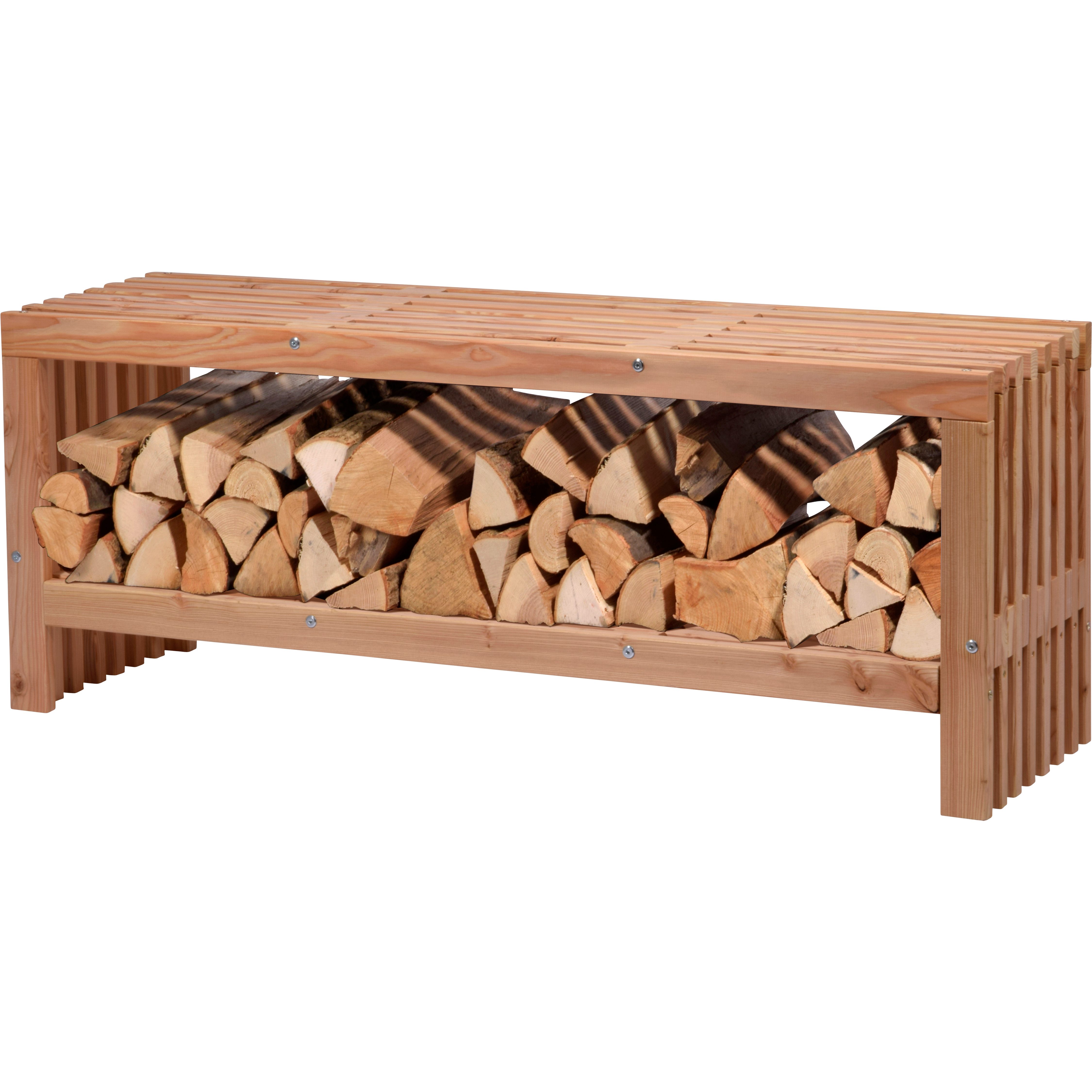 dobar Gartenbank "Freja" mit Kaminholzfach, moderne Sitzbank mit Stauraum, Abmessungen ca.: 115 x 33 x 45 cm