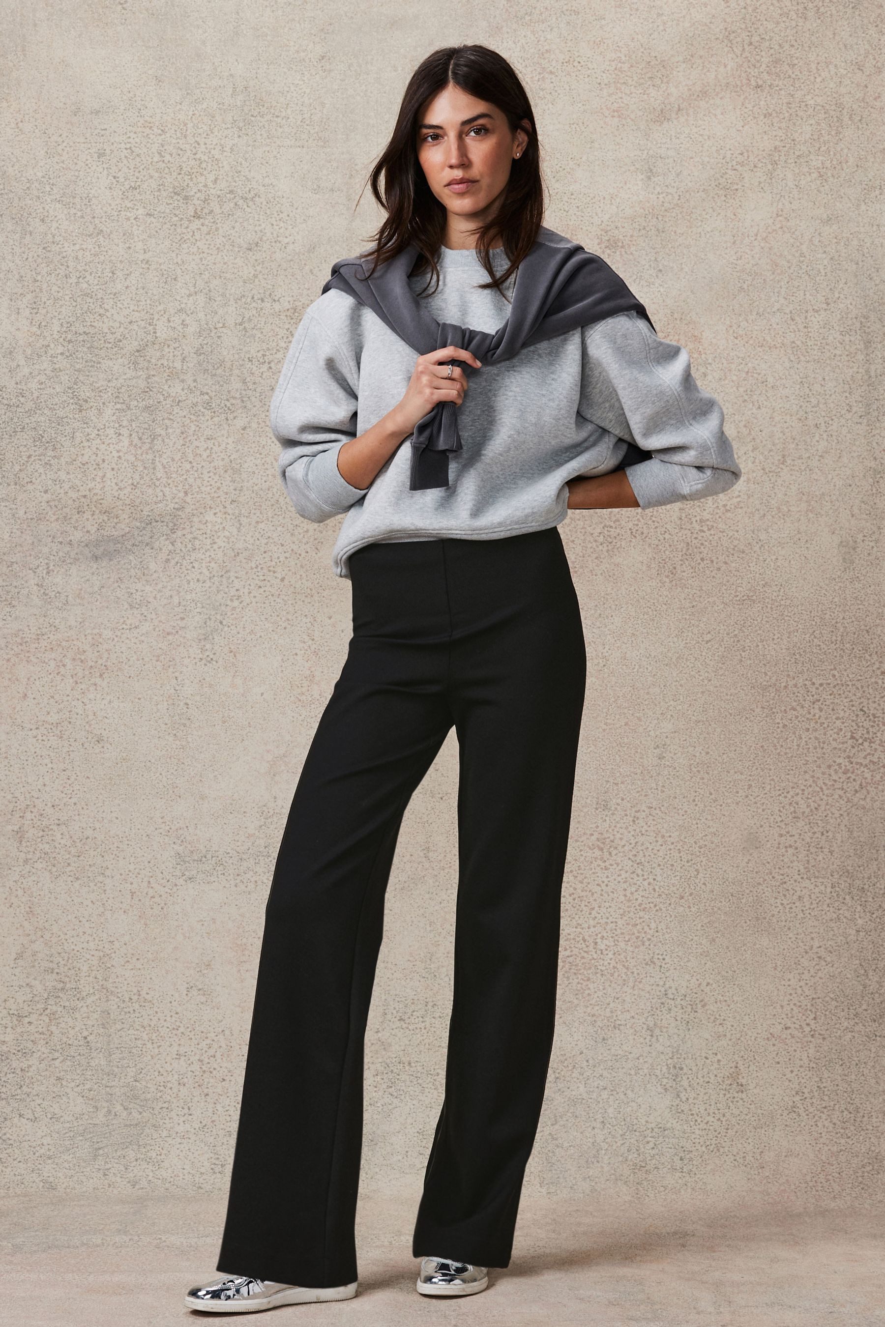 Next Jerseyhose Nahtlos Ponte-Hose mit weitem Bein – Kurzgröße (1-tlg)