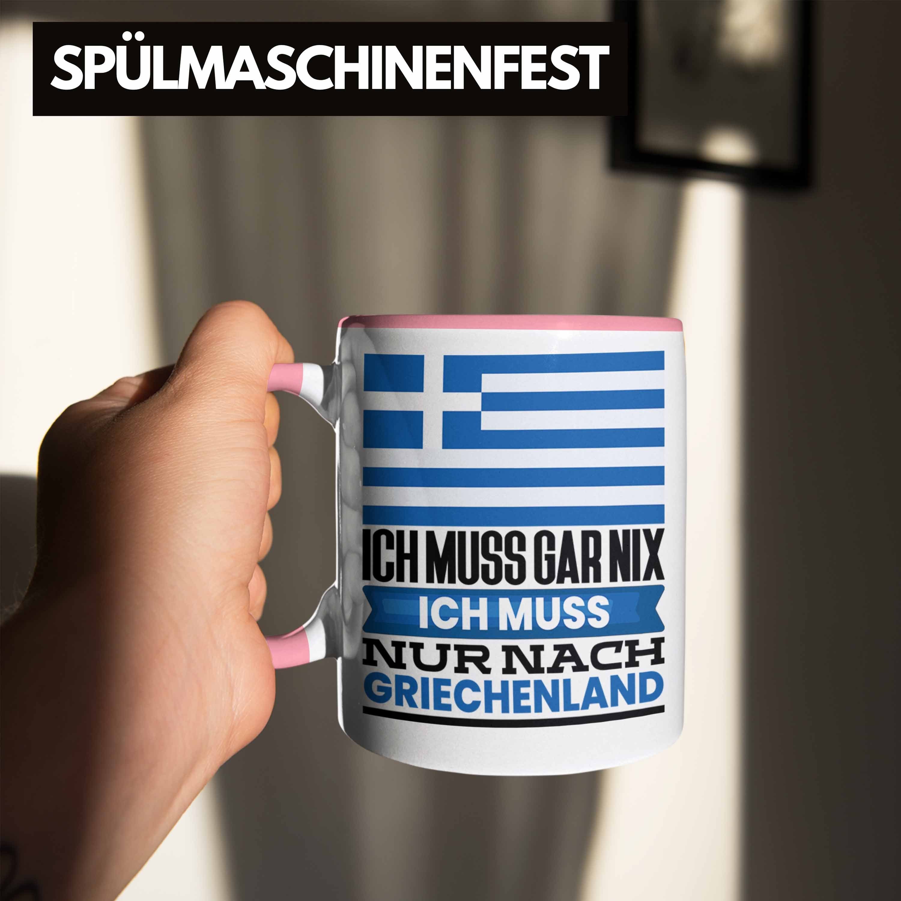Tasse Griechenland Tasse für Geschenk Rosa Geschenkide Geburtstag Griechen Trendation Urlaub