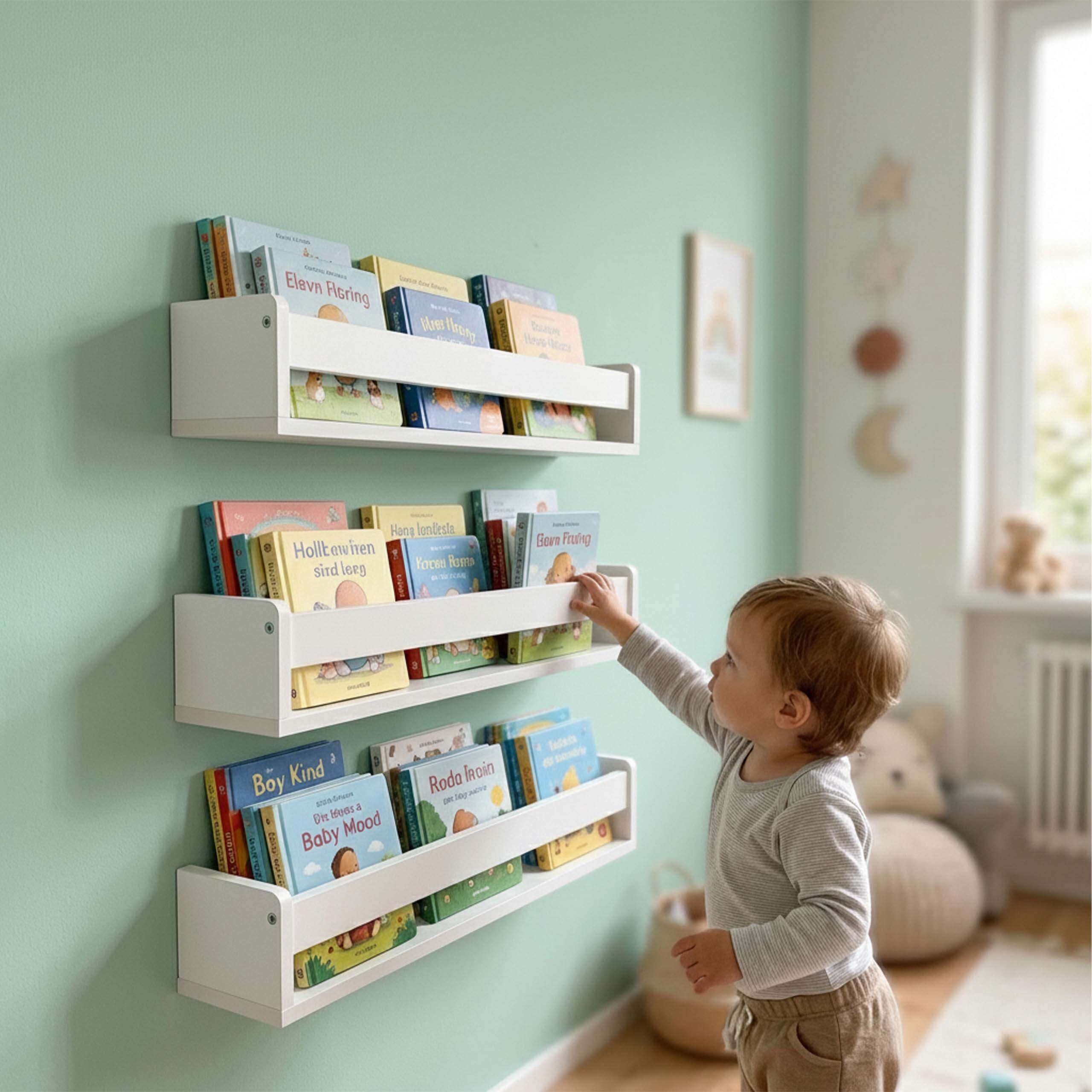 relaxdays Kinderregal Wand im 3er Set, weiß
