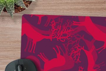 MuchoWow Gaming Mauspad Hirsche - Muster - Farben (1-St), Mousepad mit Rutschfester Unterseite, Gaming, 40x40 cm, XXL, Großes