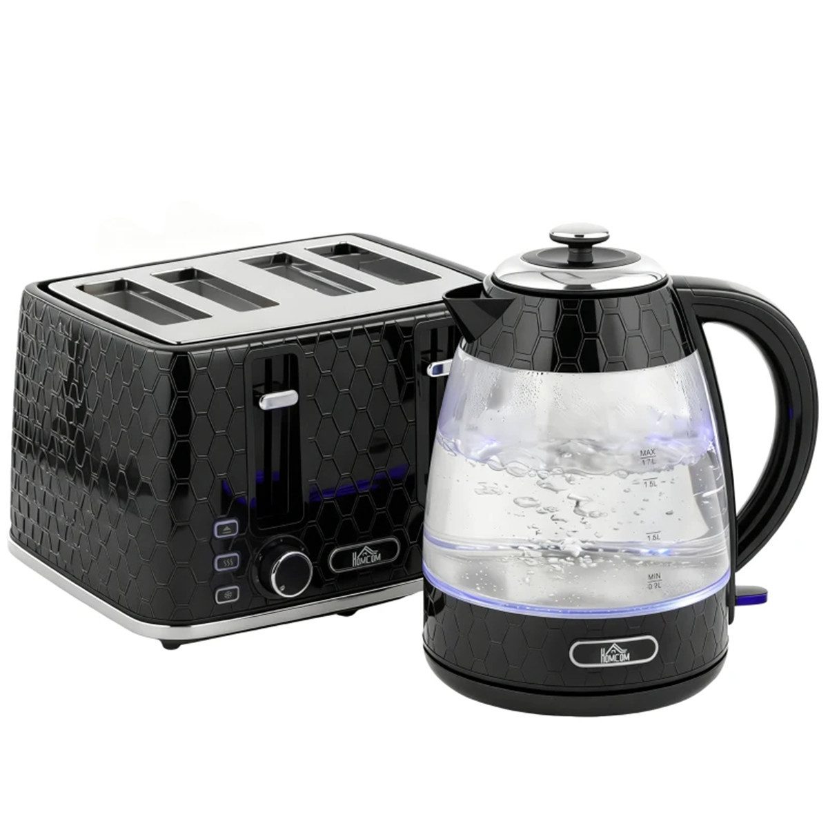 2-in-1-Toaster 4-Scheiben-Toaster-Set & 1,7L 2200W Schnellkoch-Wasserkocher