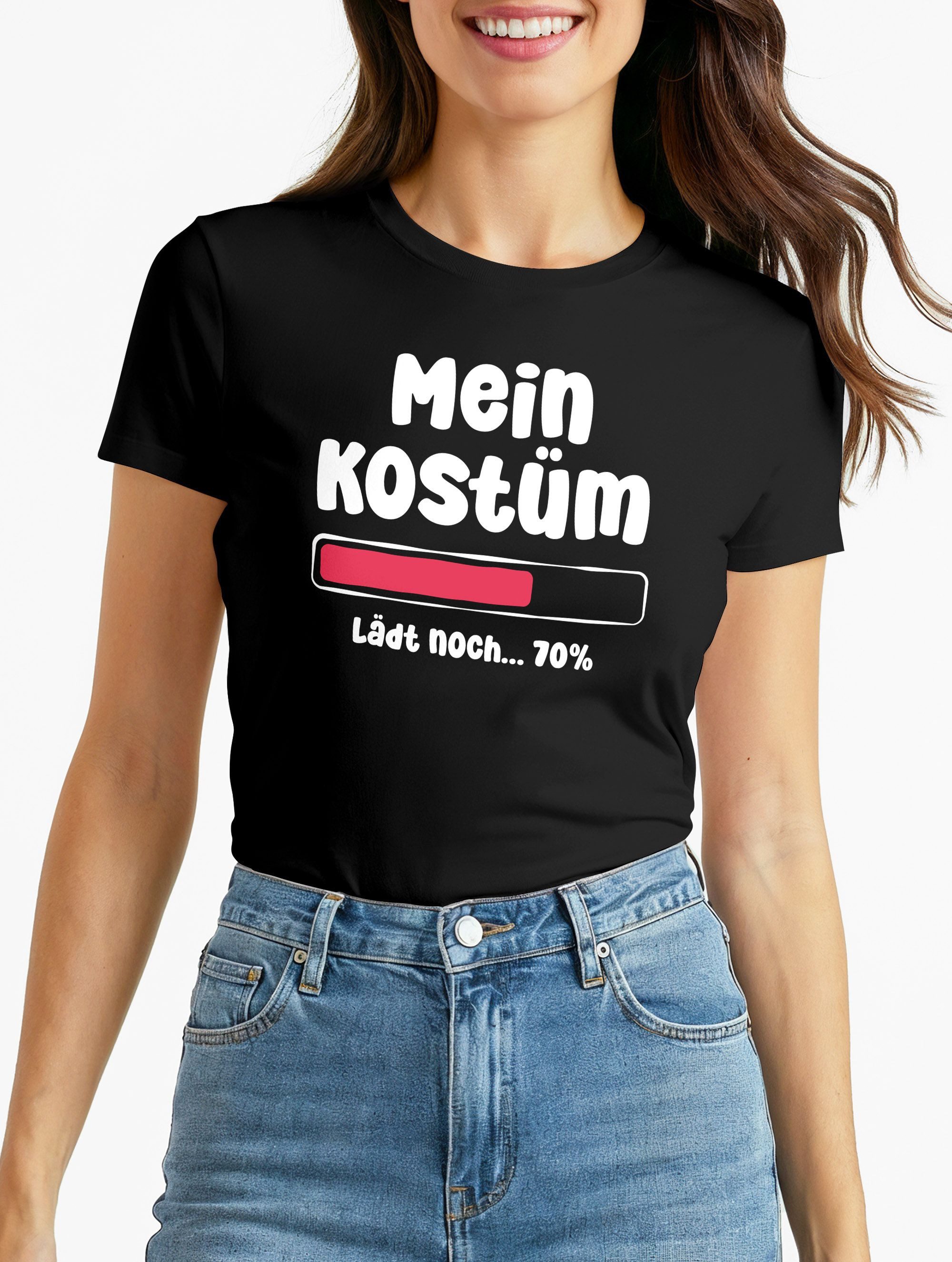 Print-Shirt Damen T-Shirt Fasching Karneval Kostüm-Ersatz Verkleidung Last Minute
