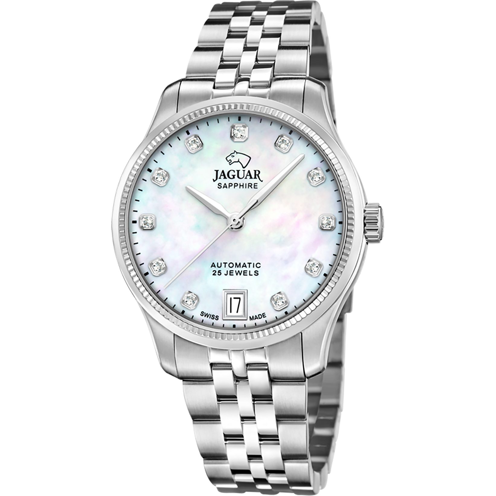 Jaguar Automatikuhr Automatik J1000_3, (Set, 2-tlg., mit Wechselband), Armbanduhr, Damenuhr, Swiss Made, Mechanische Uhr, Edelstahlarmband