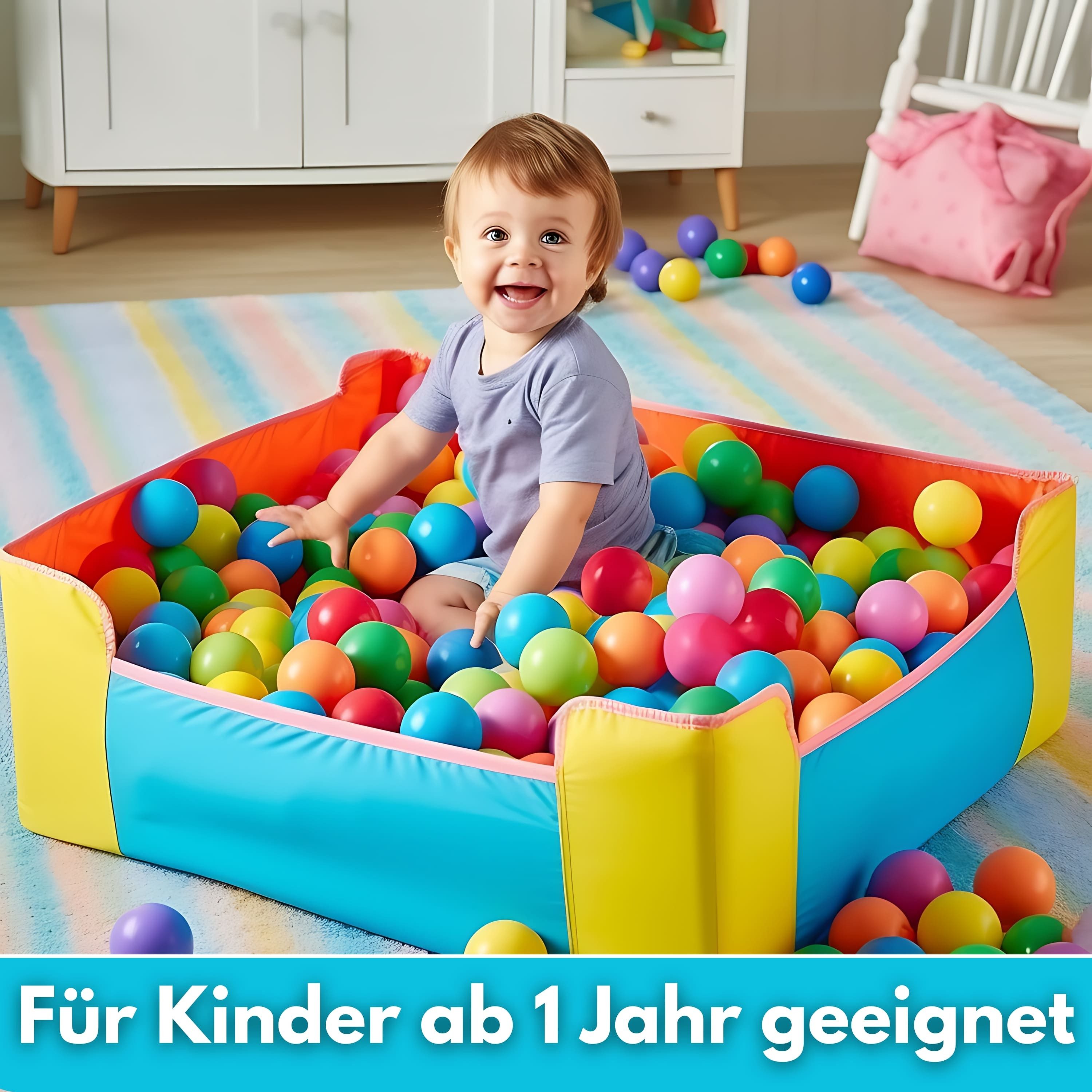 ecosa Bällebad-Bälle EO-1091 100 Stk. (Set, 100er-Pack OHNE Absperrung oder Bällebäder), 100 Stück,ø 6 cm,Zertifiziert,Keine Schadstoffe