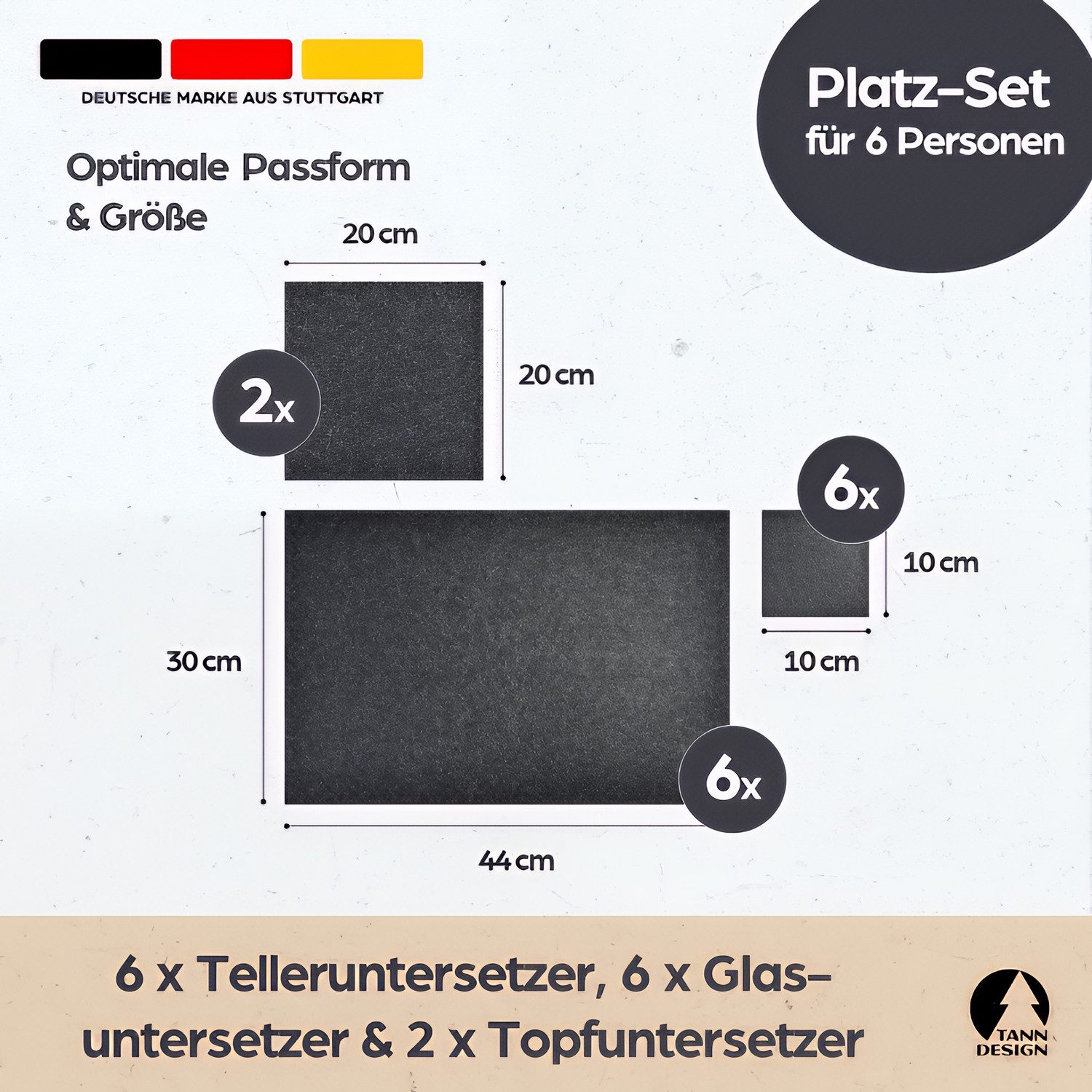 Tanndesign Platzset TANNDESIGN Filz-Tischset 'Luise' 14-tlg. günstig online kaufen