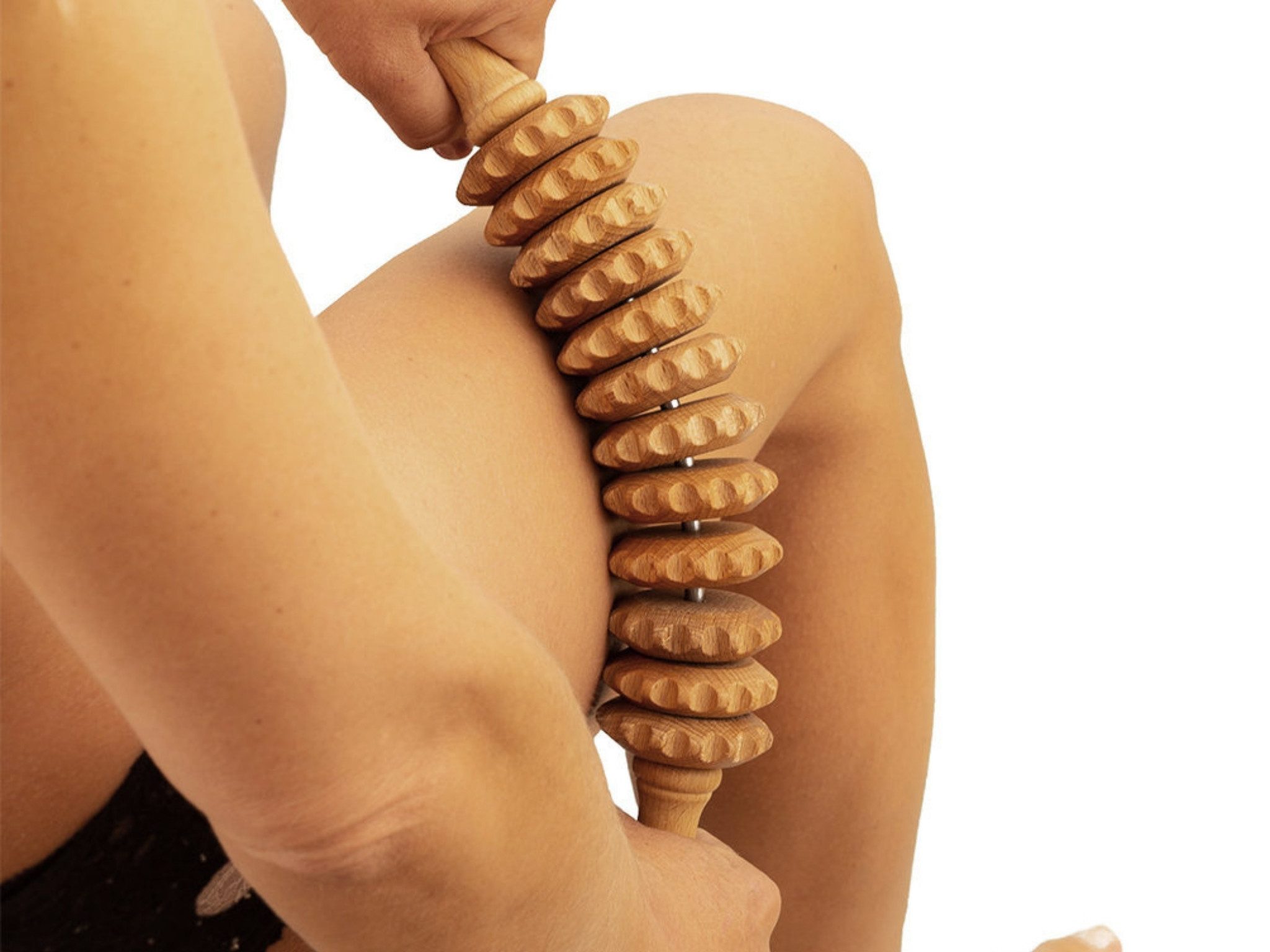 Habys Massageliege Holz-Massageroller gegen Cellulite, 12 Rollen, Buchenholz