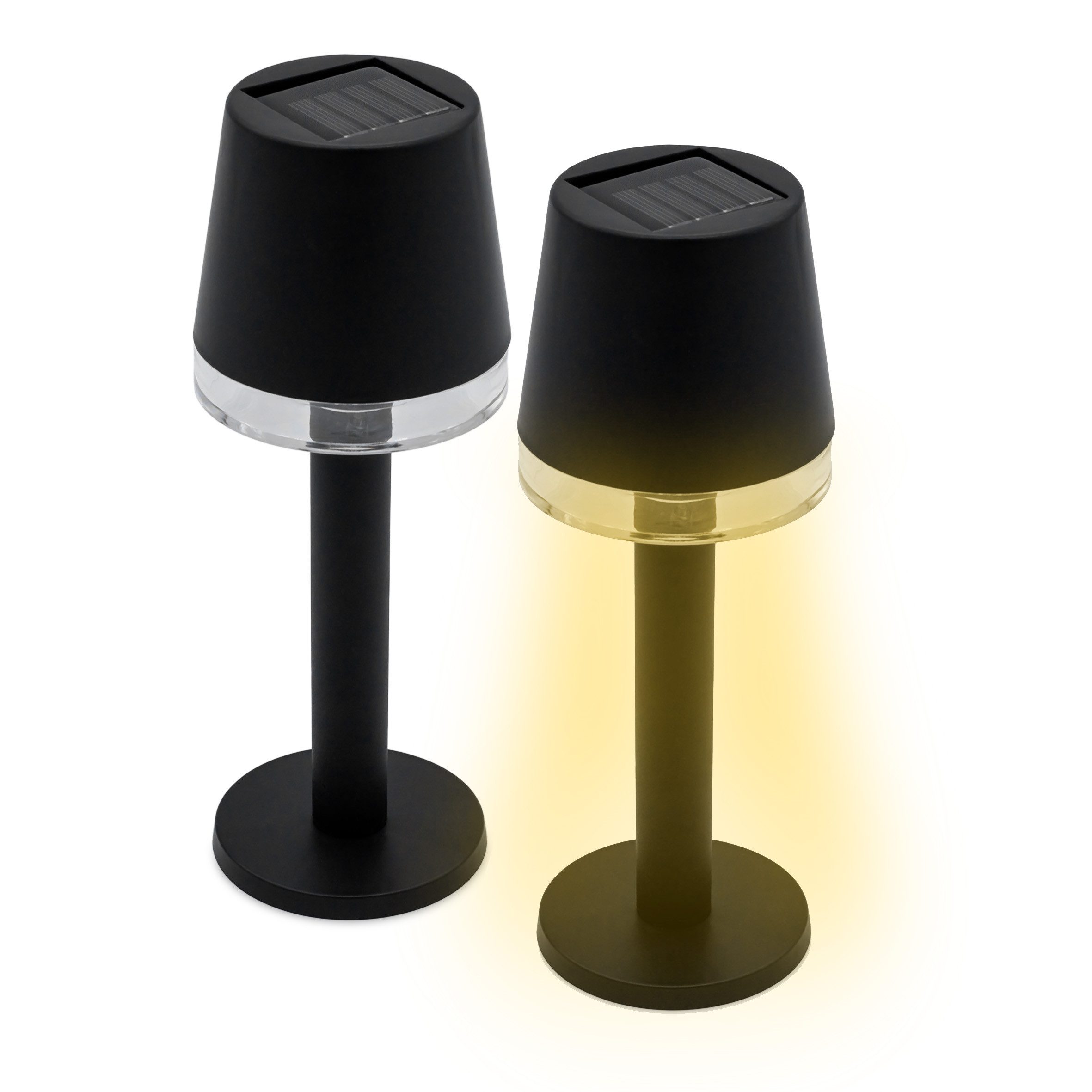 Spetebo LED Tischleuchte Solarlampe schwarz 22 x 8,5 cm - 2er Set, warm weiß