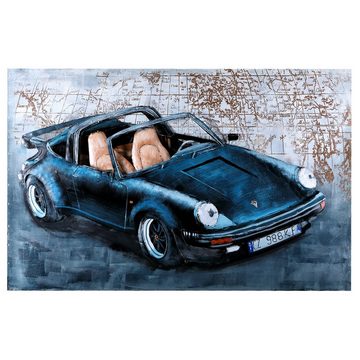 Home4Living Metallbild Wandbild Unikat Relief handgefertigt 115x75cm, Porsche 911 black, 3D