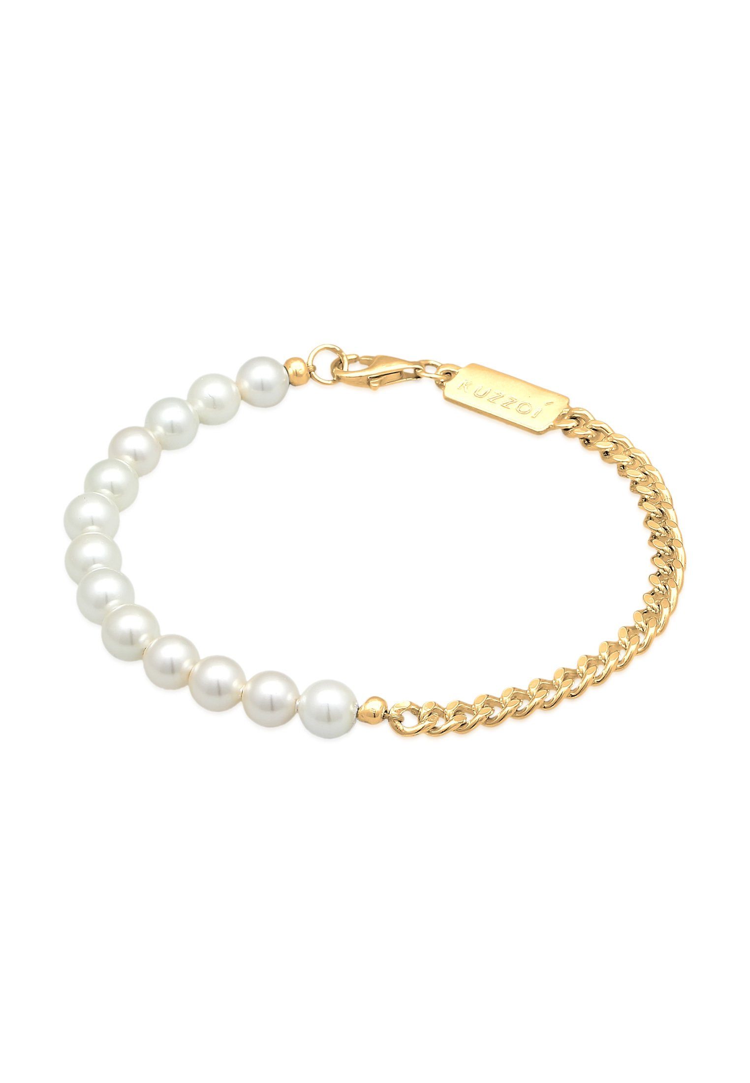 Kuzzoi Bead-Armband-Set Basic Männer Panzerkette Massiv Perlen 925 Silber