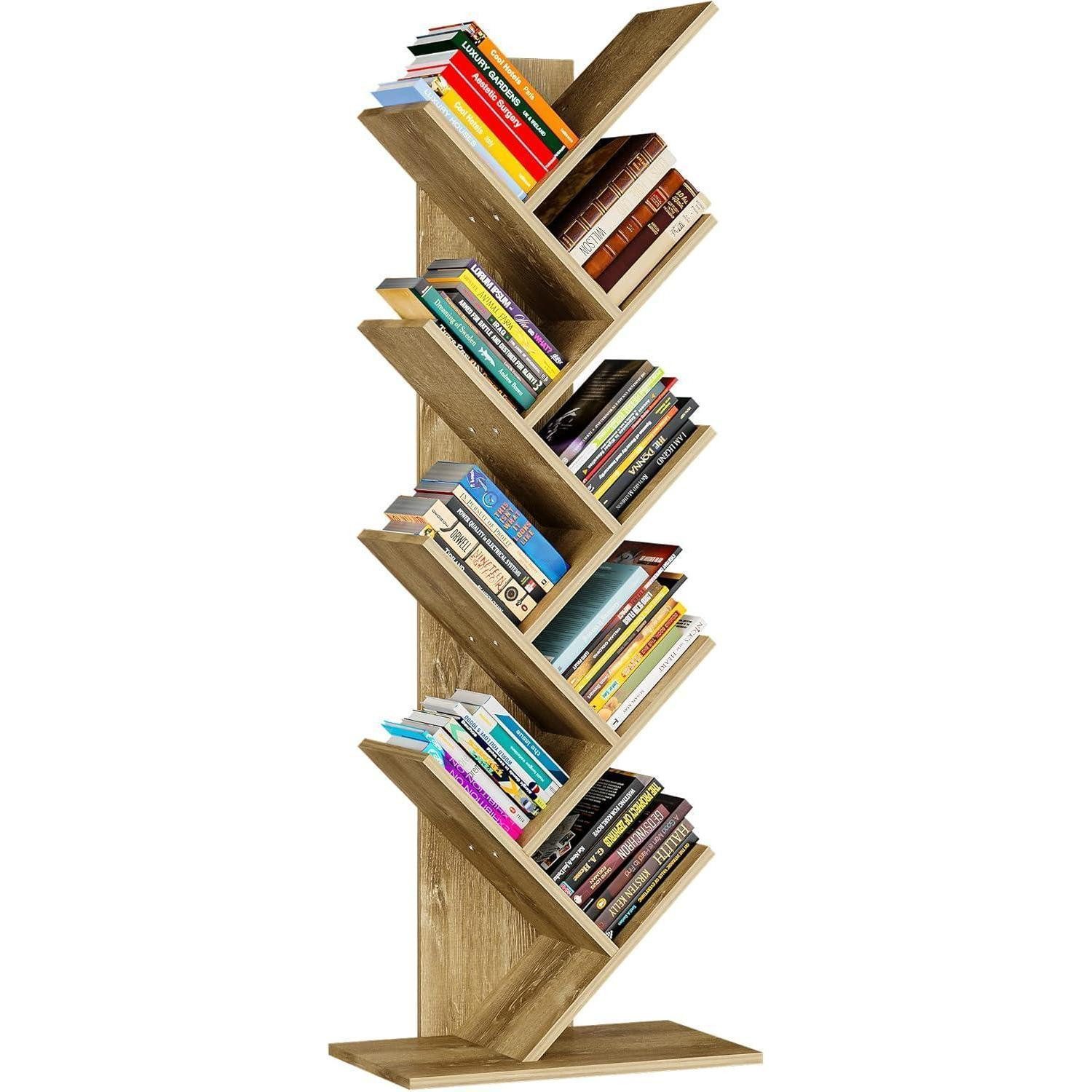 LuxusKollektion Stiefelknecht Bücherregal Standregal Raumteiler Leiterregal Baumform CD Holzfarben