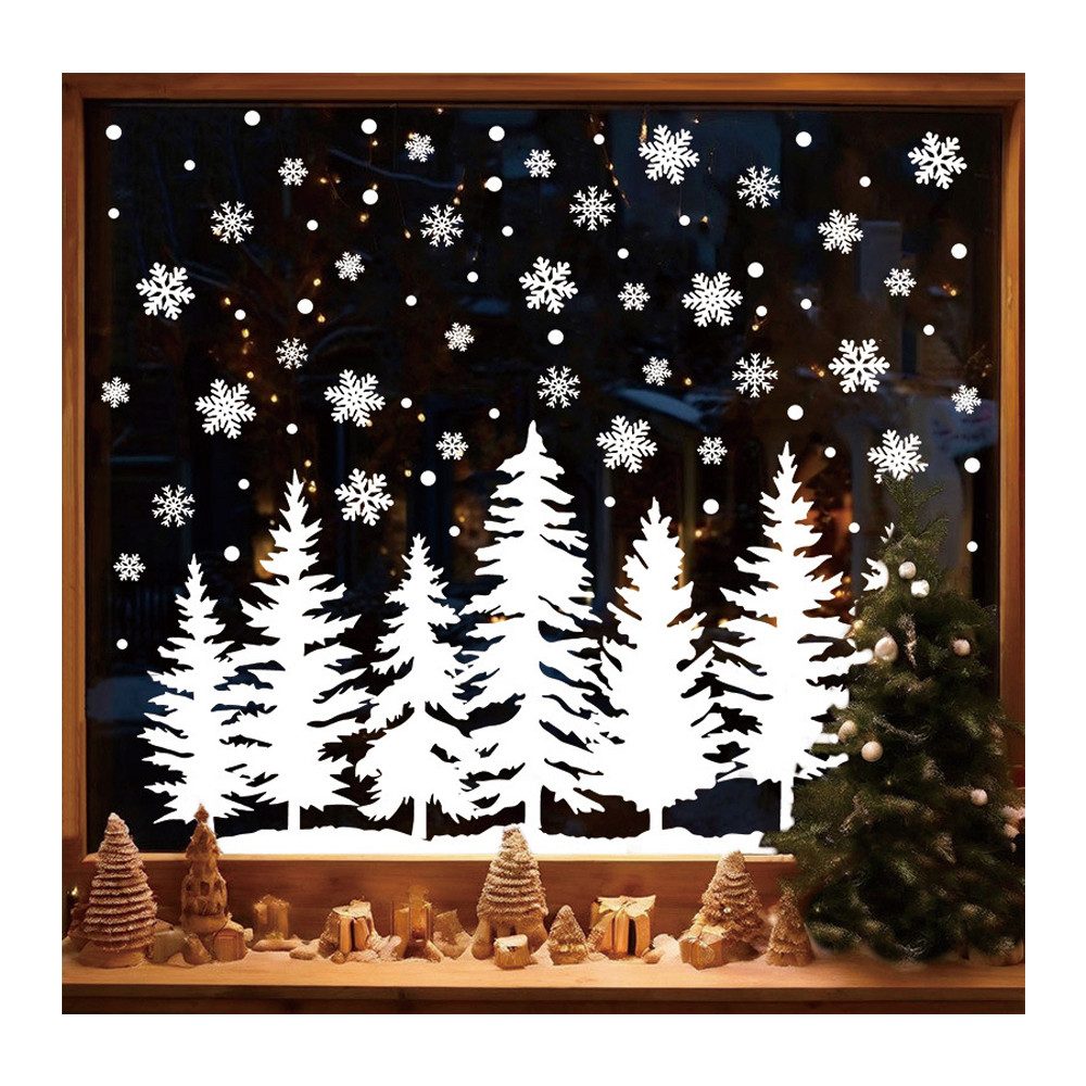 Coonoor Aufkleber Fensterbilder Weihnachten Selbstklebend Fensterdeko, (9tlg), Wiederverwendbare Statische Weihnachtsfensterbilder