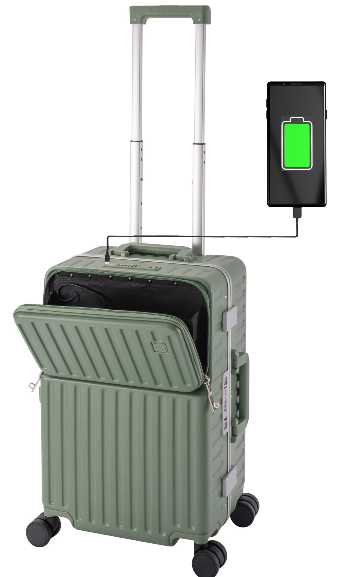 Travelhouse Hartschalen-Trolley Roma, 4 Rollen, mit USB und Getränkehalter günstig online kaufen