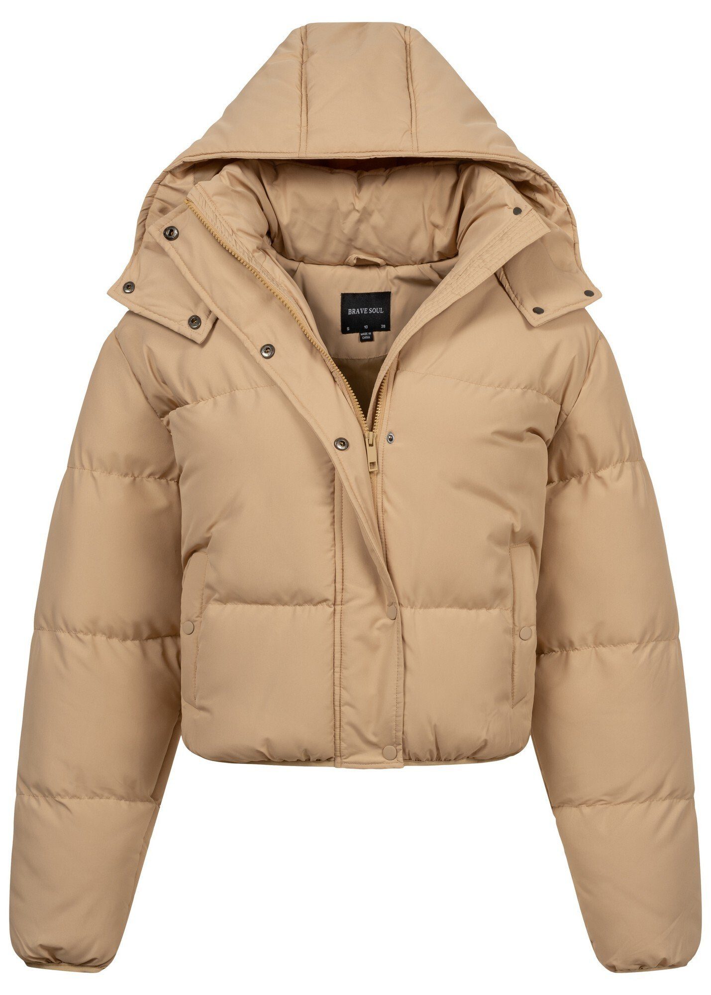 Brave Soul Winterjacke Damen, für mit camel Bunny Steppung, Oversize