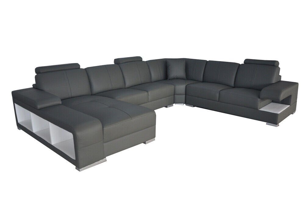 JVmoebel Ecksofa Sofa Couch Leder Polster Eck Sitz Garnitur U Form Wohnlandschaft +USB
