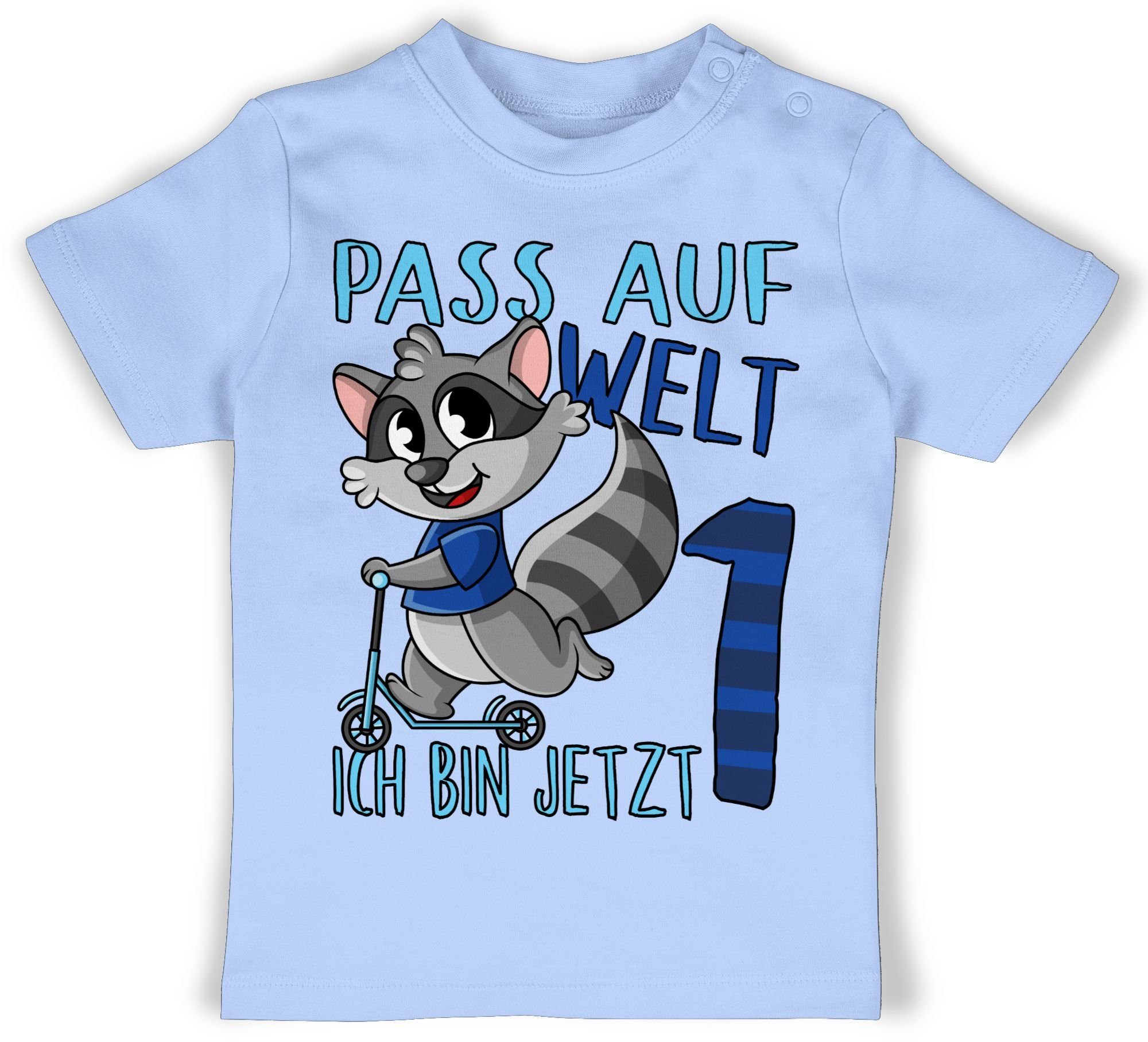 T-Shirt Pass auf Welt ich bin jetzt eins - blau