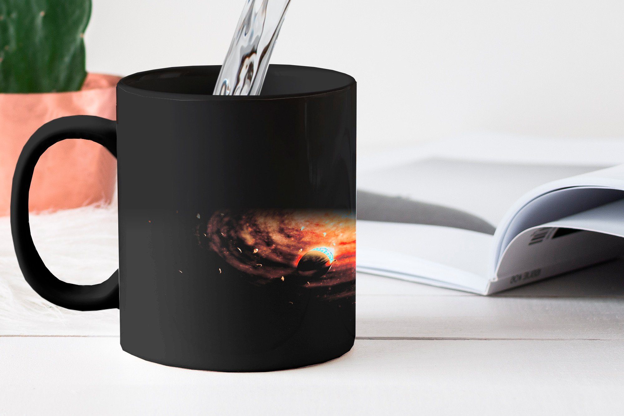 Zaubertasse, Eine Keramik, MuchoWow Illustration Sonnensystems, realistische Geschenk Kaffeetassen, Teetasse, des Farbwechsel, Tasse
